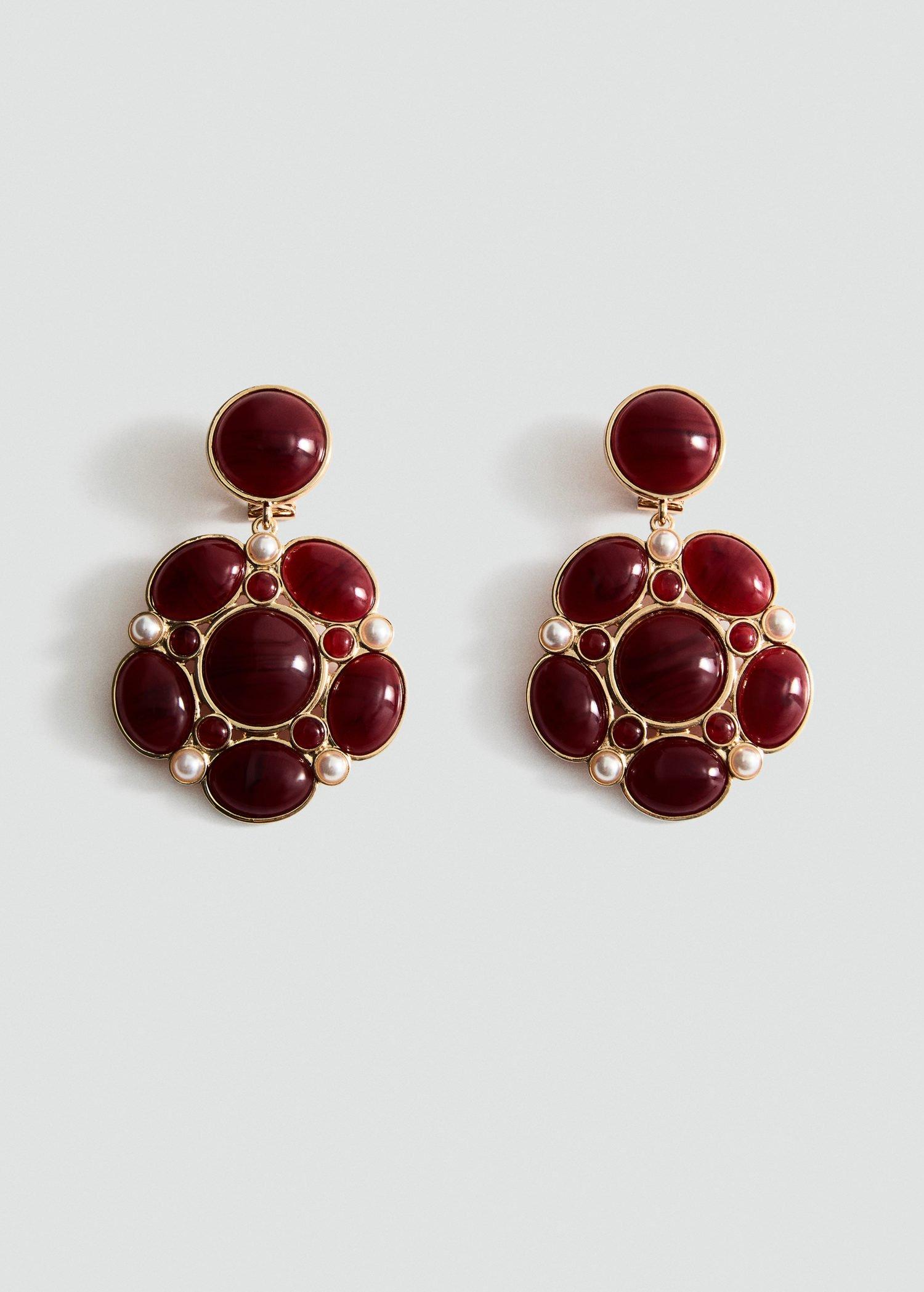 Red Resin Stud Earrings, Red, large image number 4