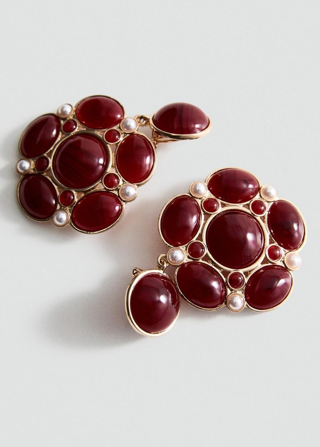 Red Resin Stud Earrings, Red, large image number 5