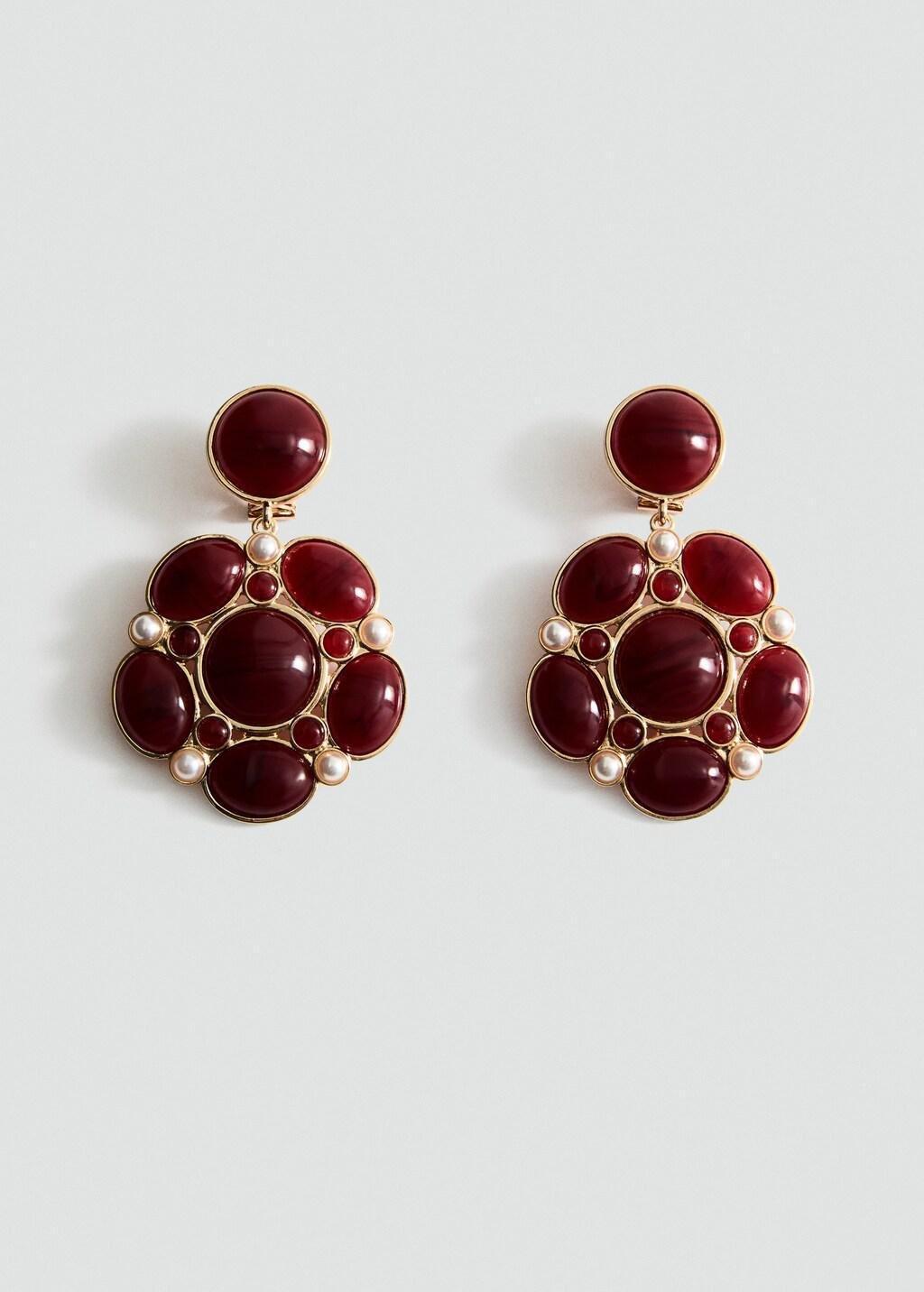 Red Resin Stud Earrings, Red, large image number 9
