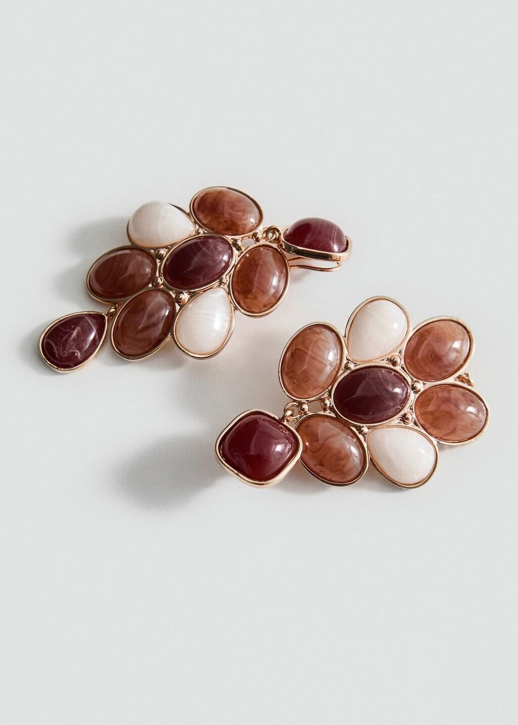 Brown Mixed Resin Earrings, Brown, large image number 6