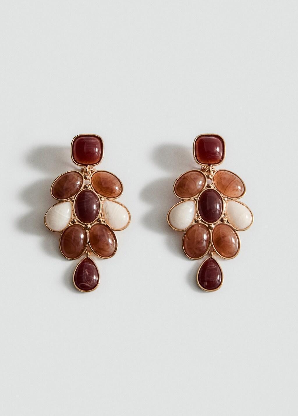 Brown Mixed Resin Earrings, Brown, large image number 10