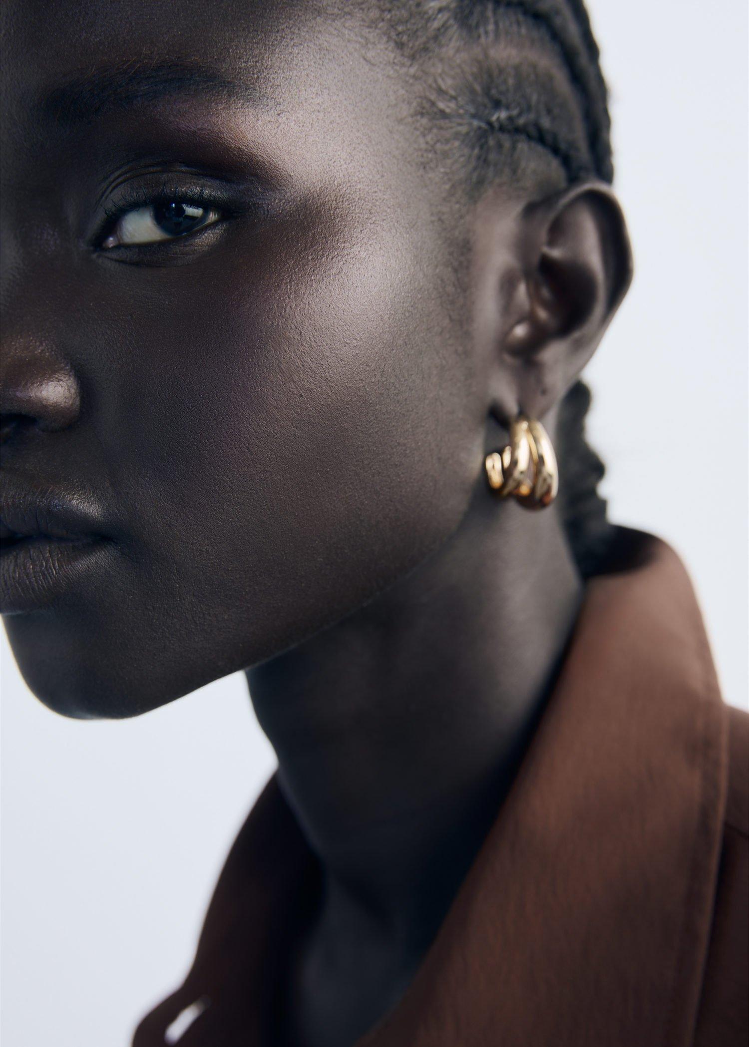 Gold Double Hoop Earrings, Gold, medium