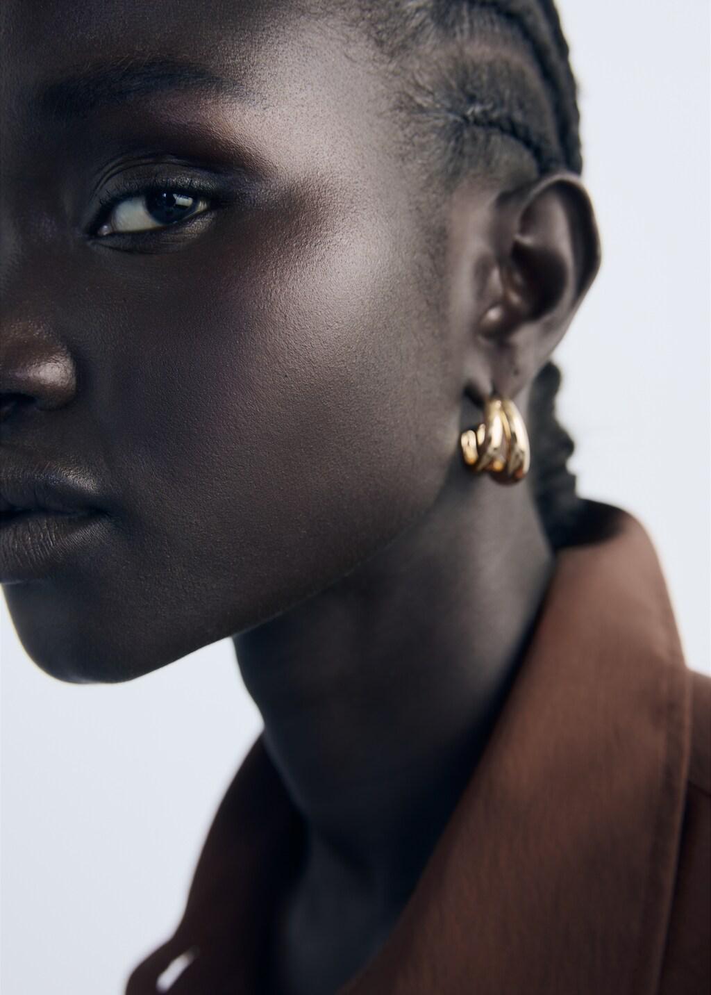 Gold Double Hoop Earrings, Gold, large image number 1