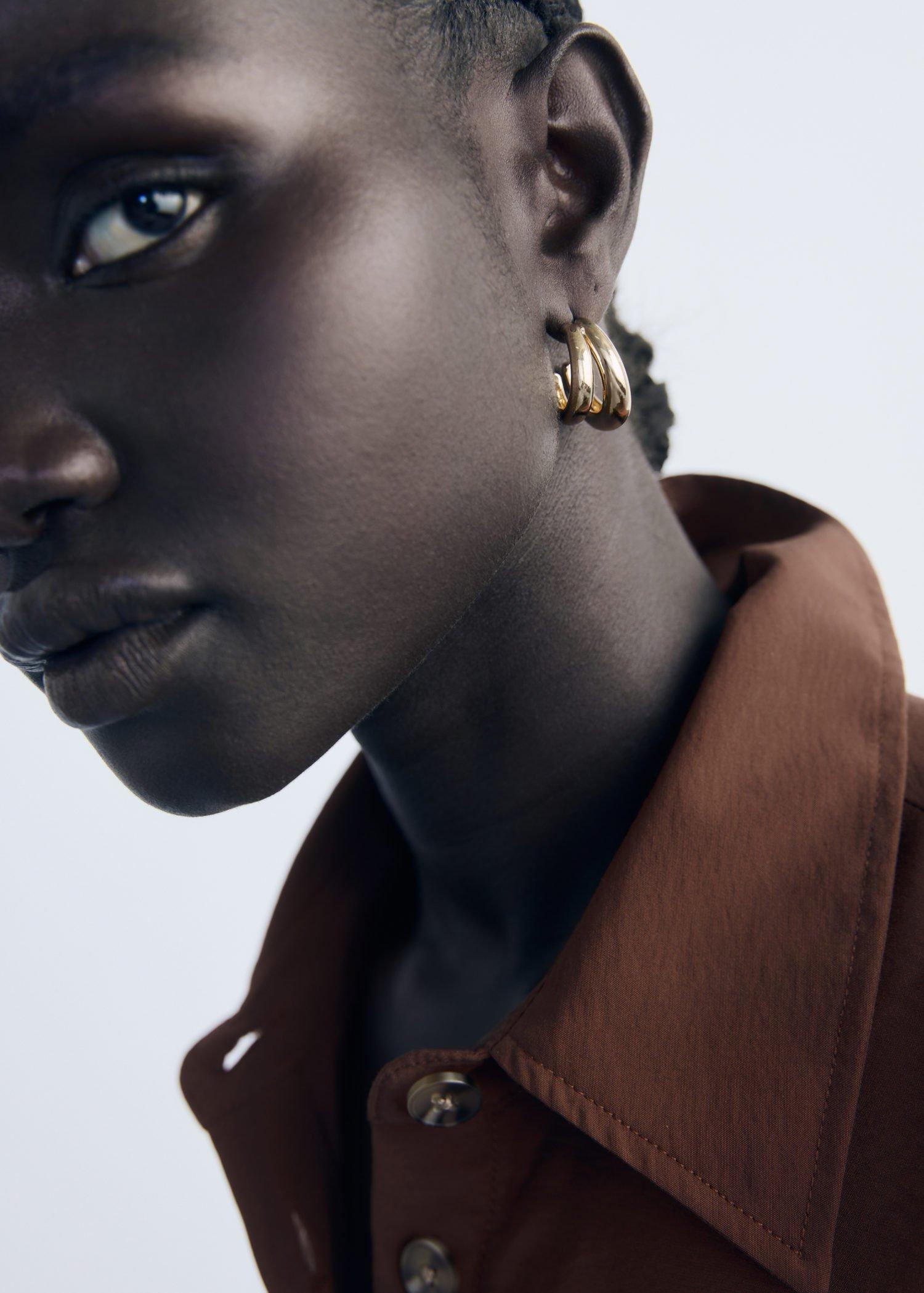 Gold Double Hoop Earrings, Gold, large image number 2
