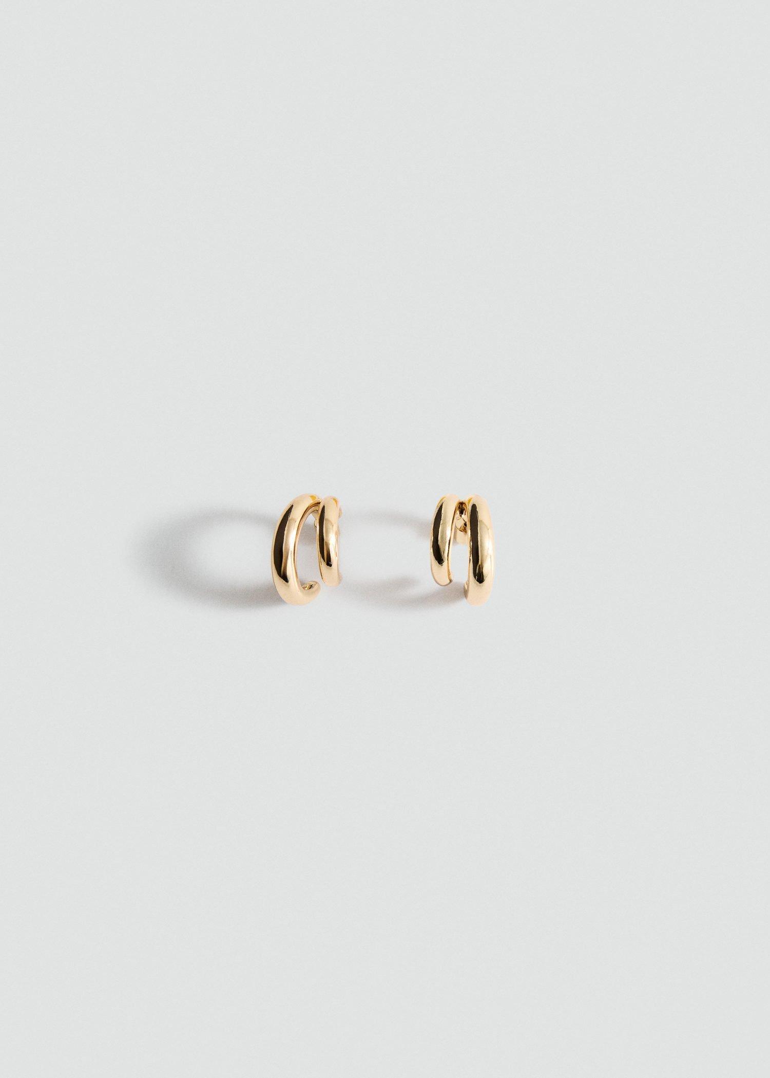 Gold Double Hoop Earrings, Gold, large image number 4