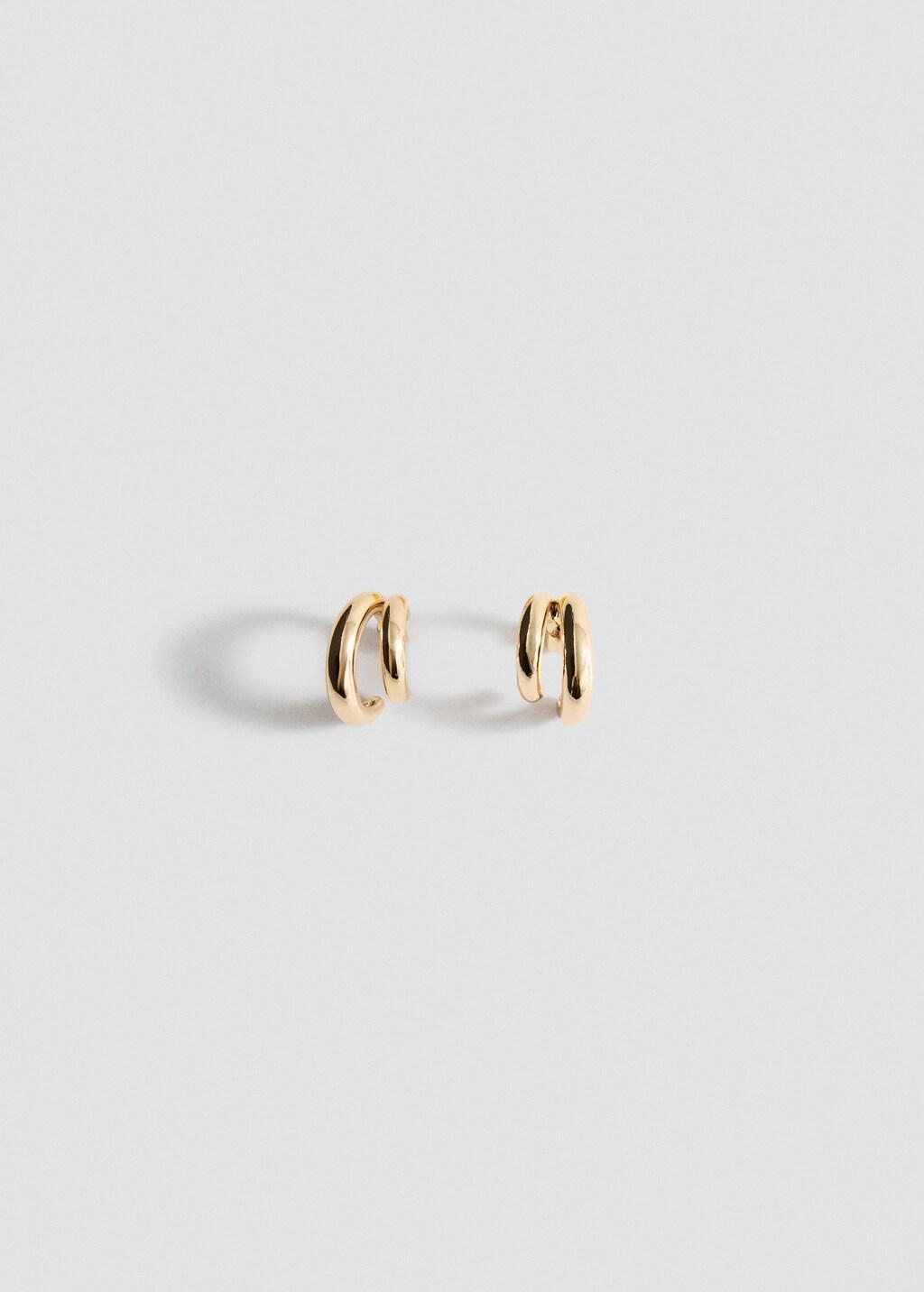 Gold Double Hoop Earrings, Gold, large image number 6
