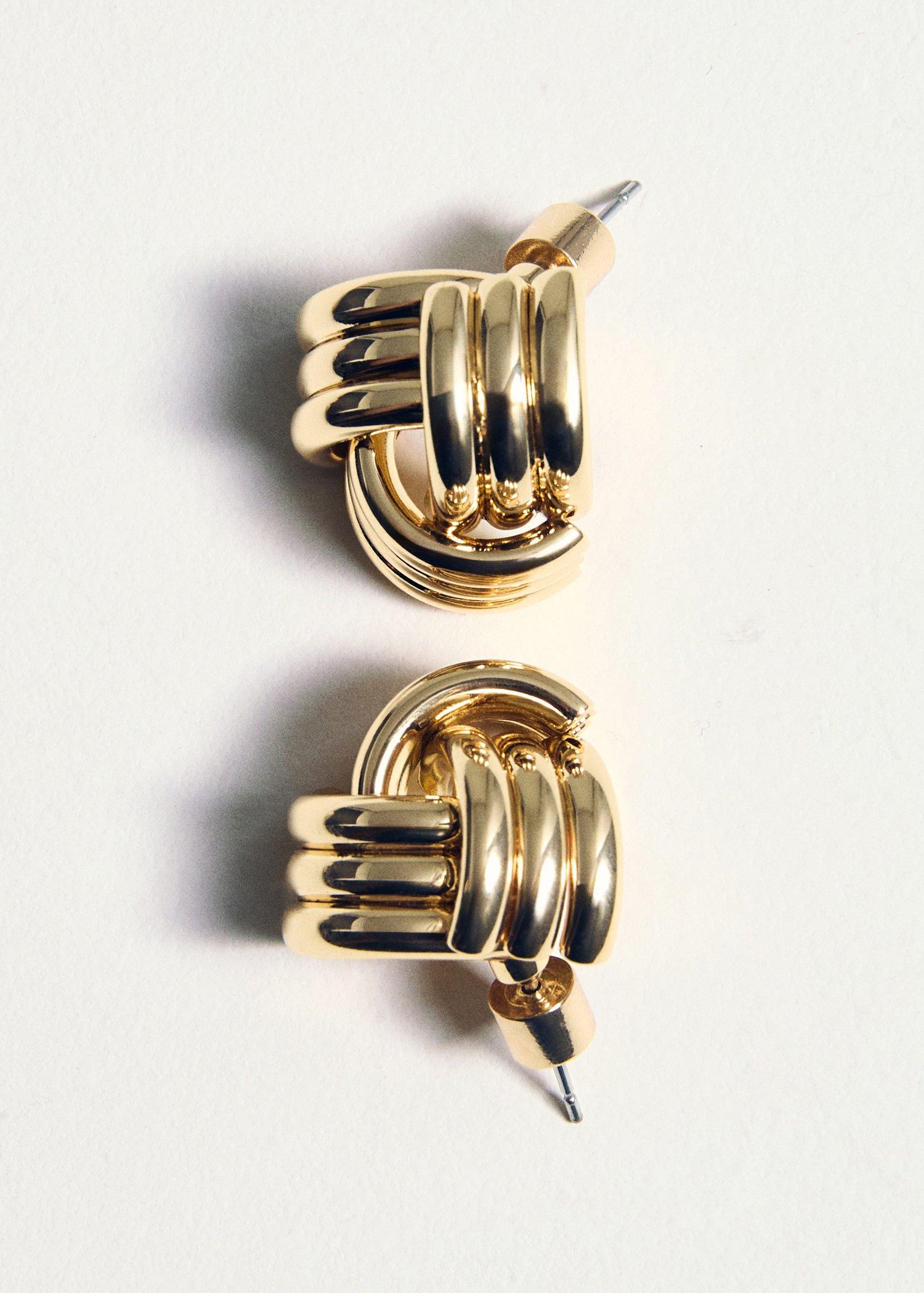 Gold Intertwined Knot Earrings, , medium