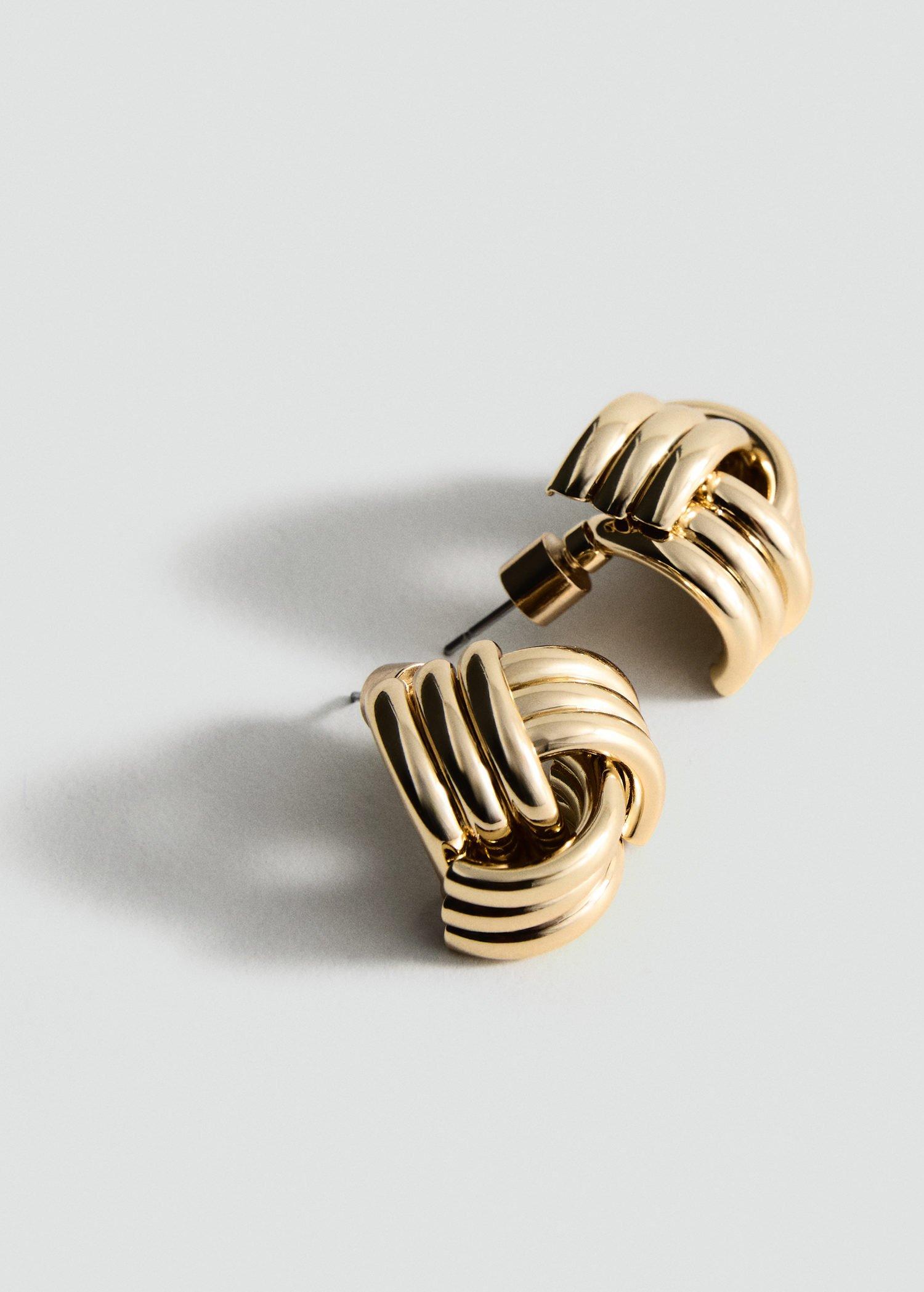 Gold Intertwined Knot Earrings, 0201_OR, large image number 1