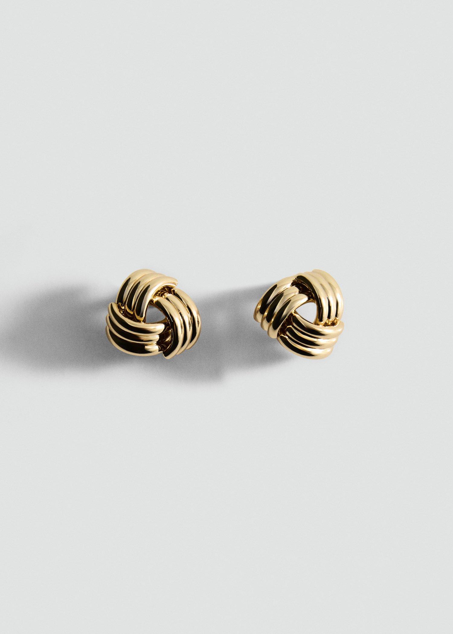 Gold Intertwined Knot Earrings, 0201_OR, large image number 2