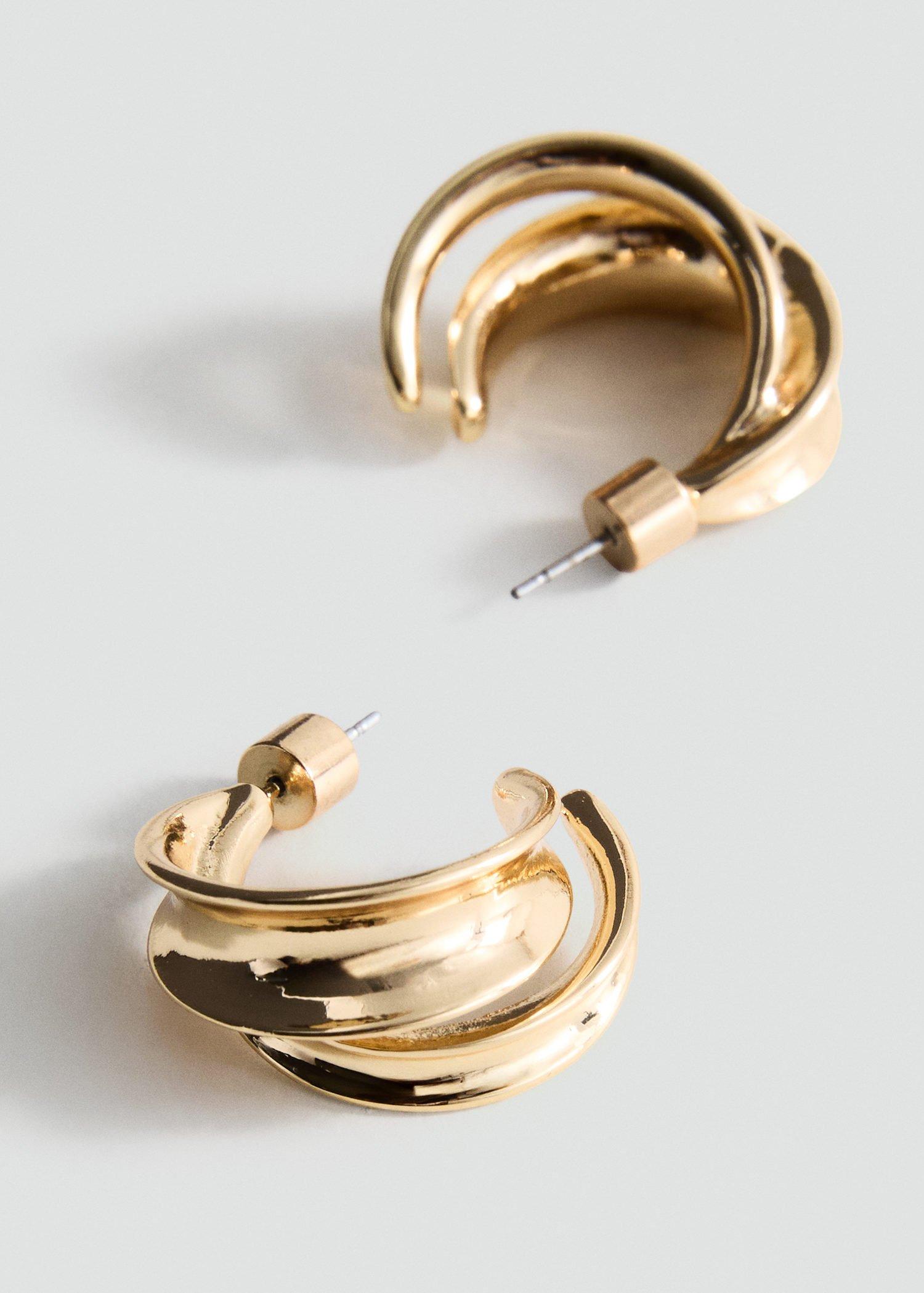 Gold Intertwined Hoop Earrings, Gold, large image number 0