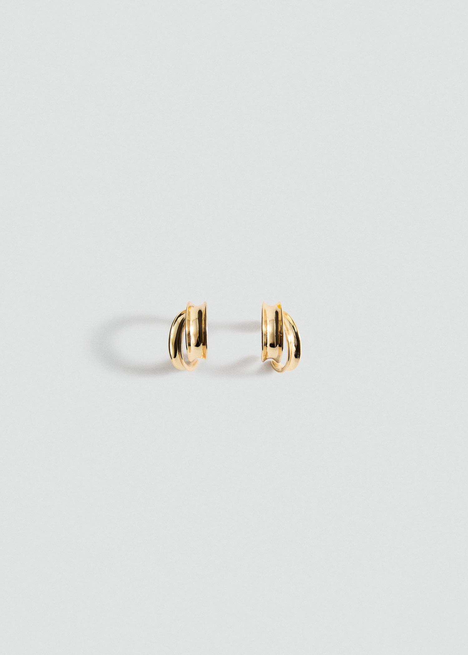 Gold Intertwined Hoop Earrings, Gold, large image number 1