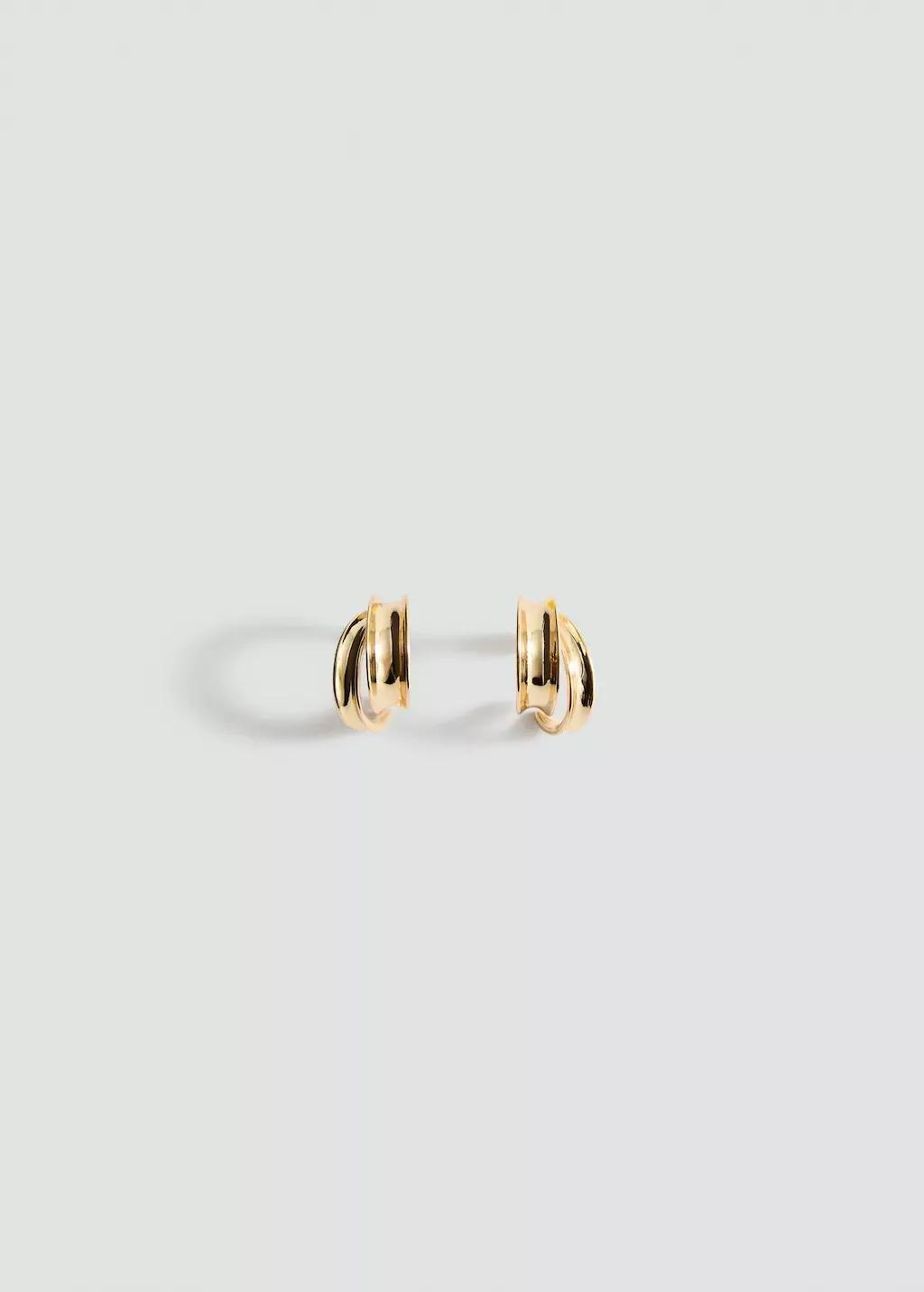 Gold Intertwined Hoop Earrings, Gold, large image number 4