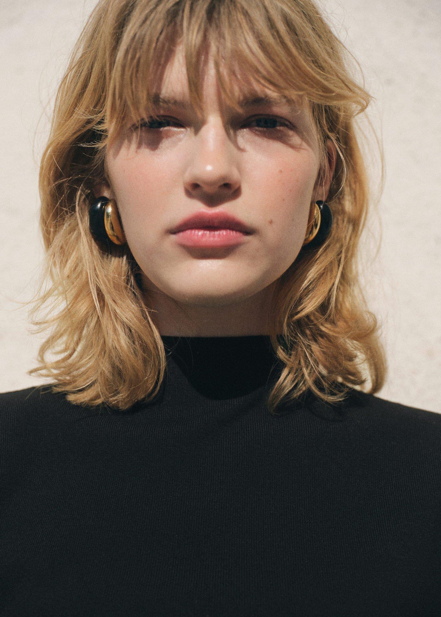 Gold Mixed Resin Earrings, Gold, large image number 0