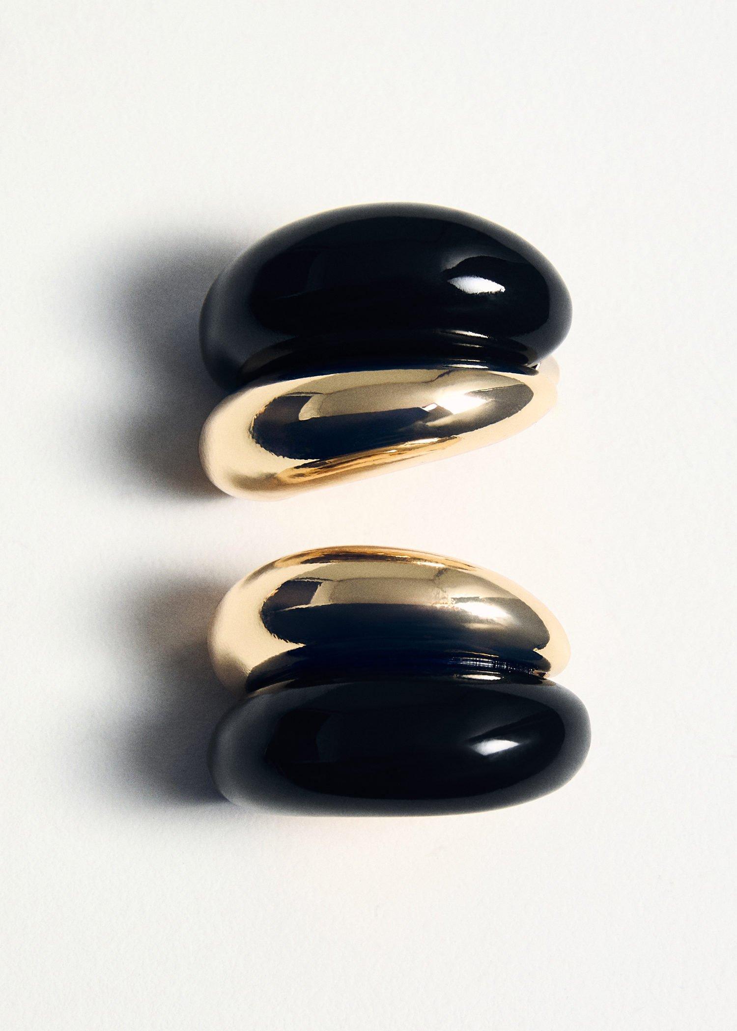 Gold Mixed Resin Earrings, Gold, large image number 2