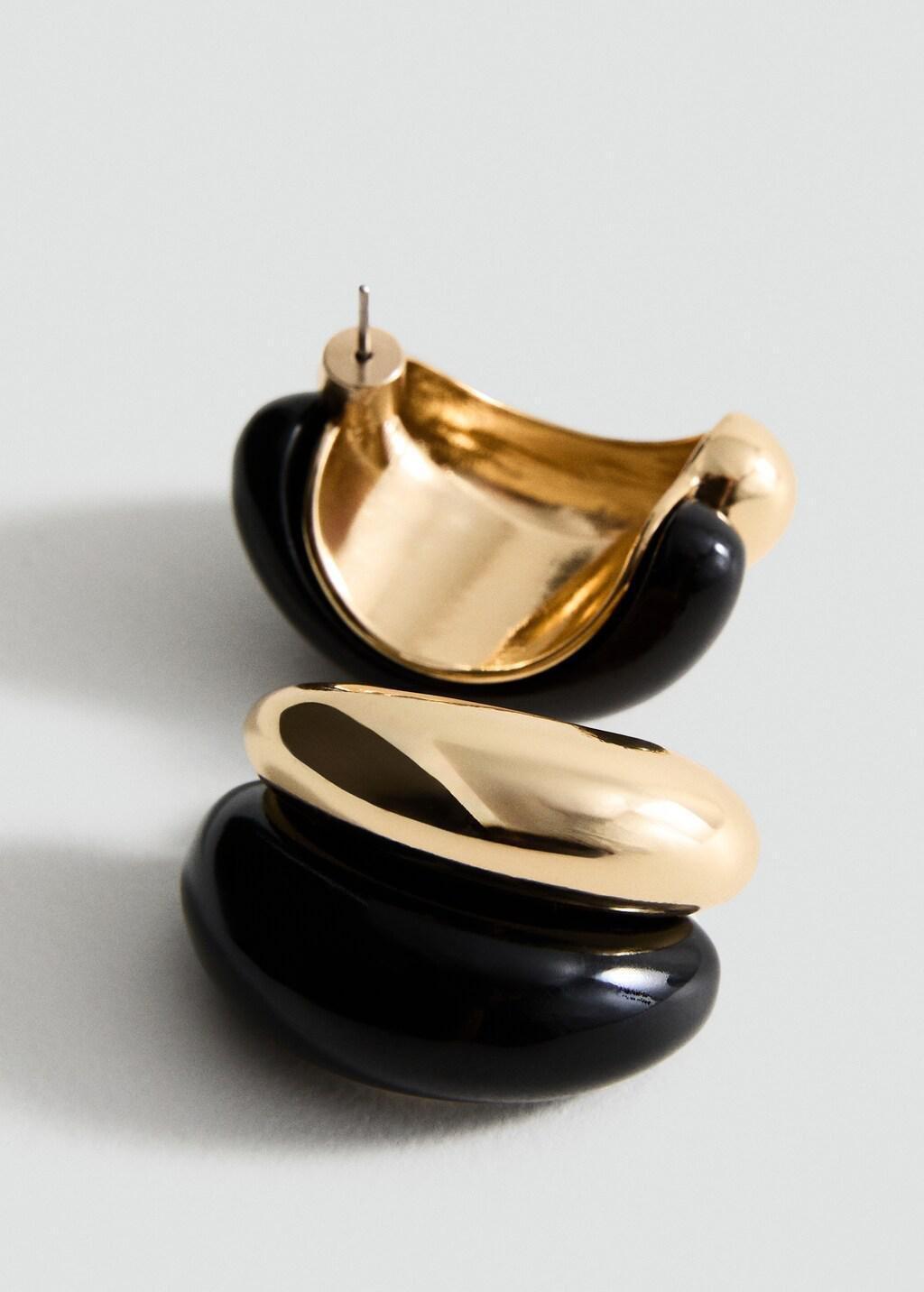 Gold Mixed Resin Earrings, Gold, large image number 4