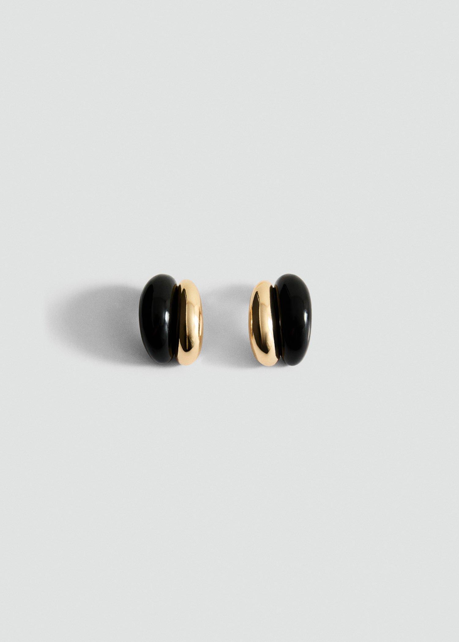 Gold Mixed Resin Earrings, Gold, large image number 5
