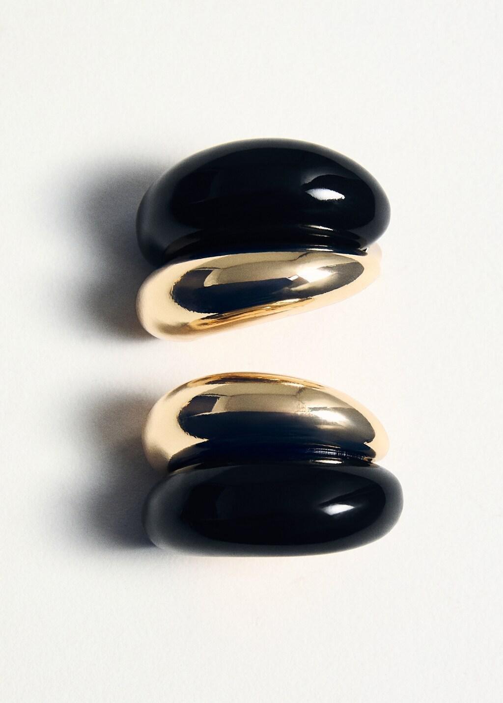 Gold Mixed Resin Earrings, Gold, large image number 8