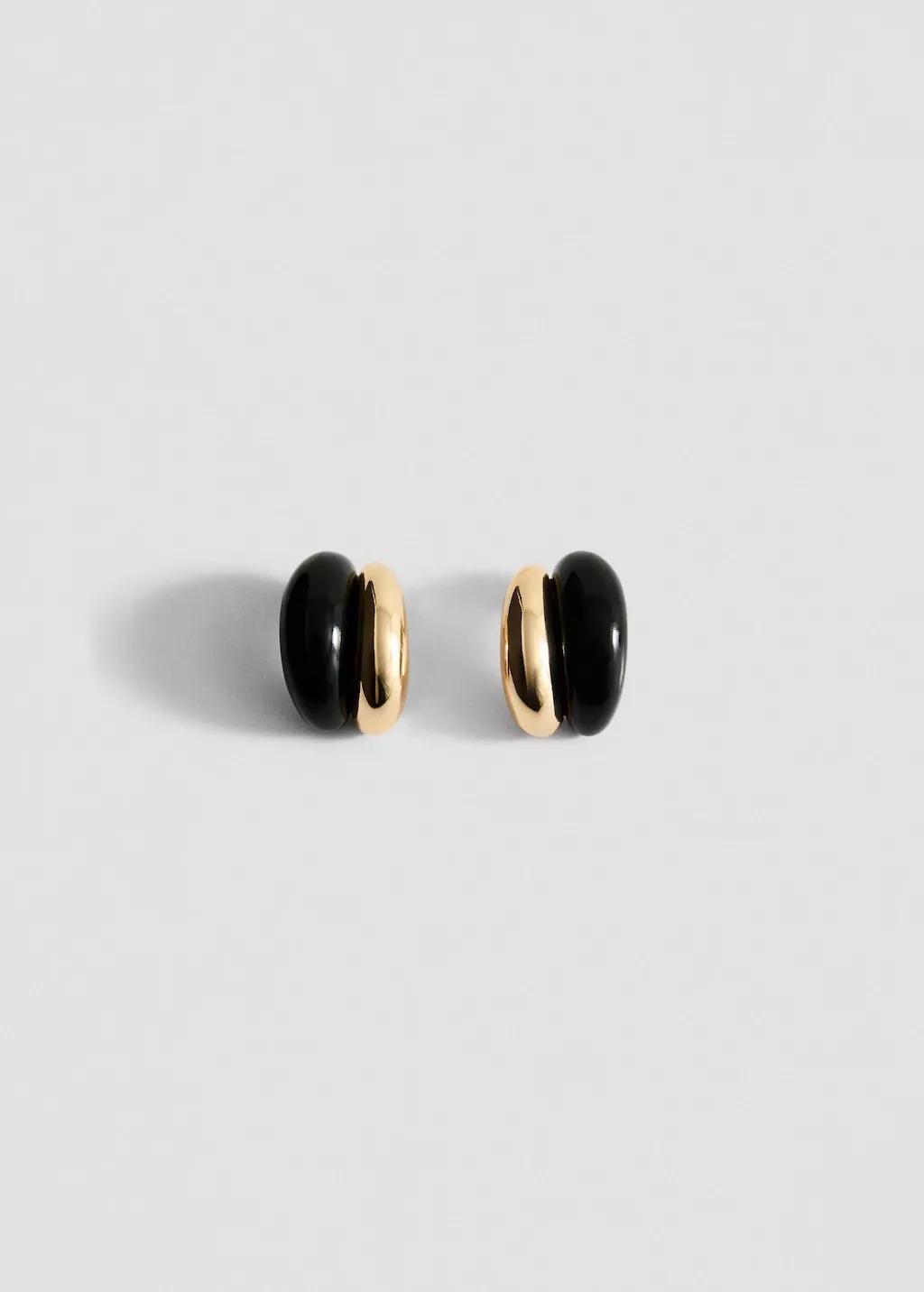 Gold Mixed Resin Earrings, Gold, large image number 9