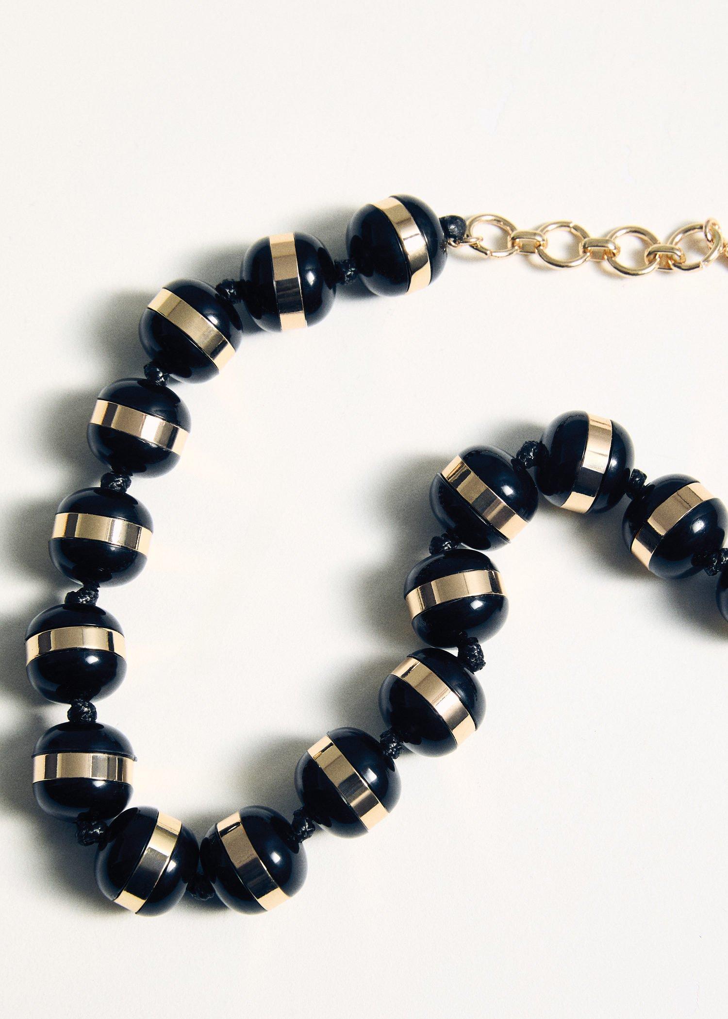 Black Combined Ball Necklace, Black, large image number 1