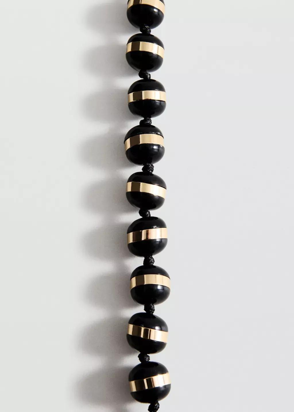 Black Combined Ball Necklace, Black, large image number 1