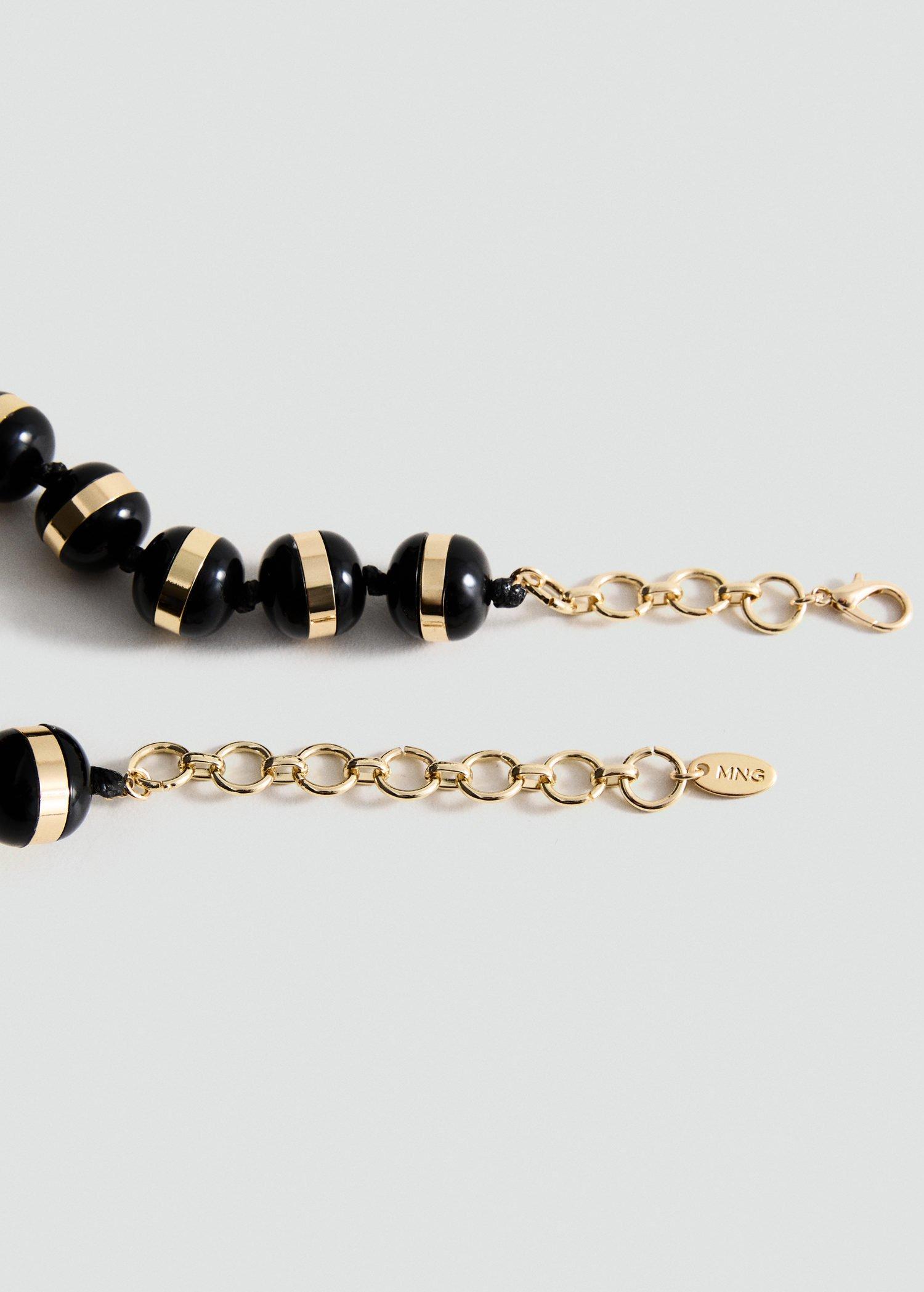 Black Combined Ball Necklace, Black, large image number 2