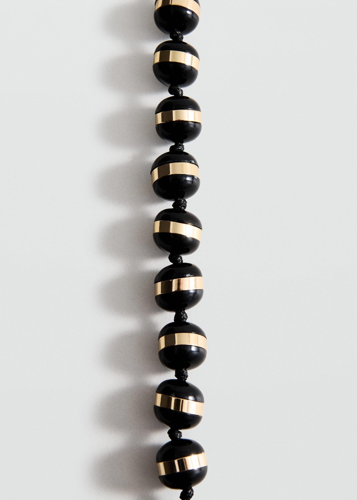 Black Combined Ball Necklace, Black, large image number 3