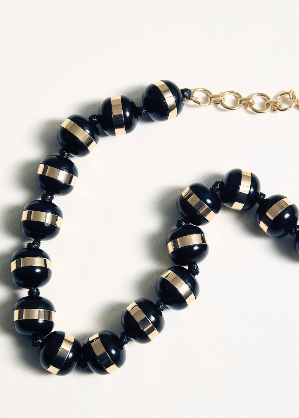Black Combined Ball Necklace, Black, large image number 6