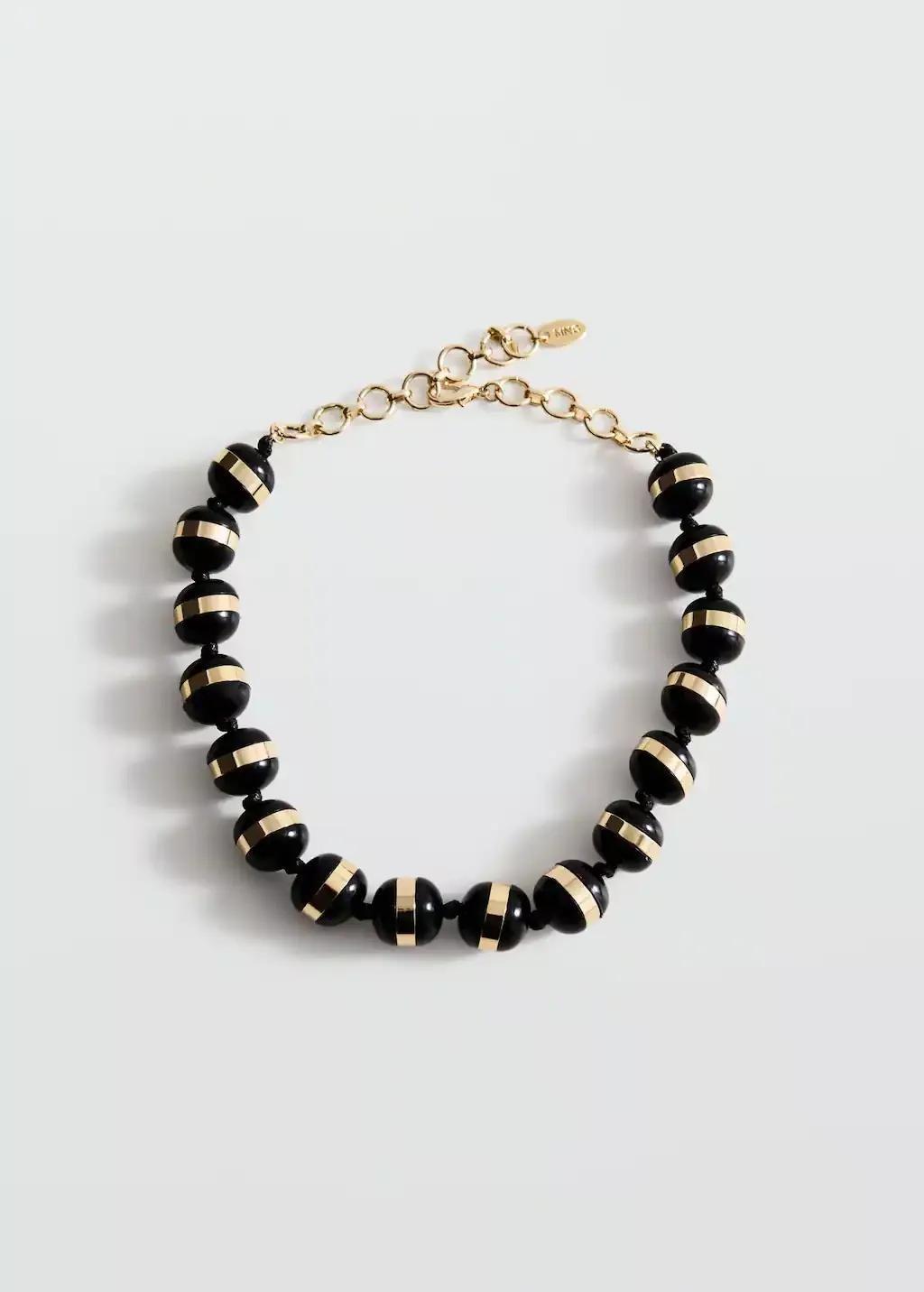 Black Combined Ball Necklace, Black, large image number 8