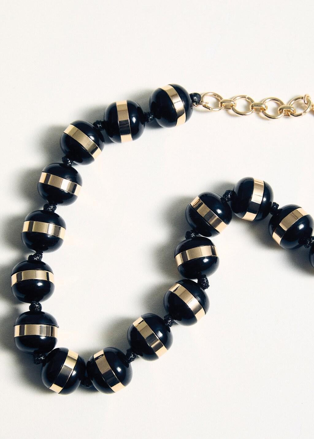 Black Combined Ball Necklace, Black, large image number 10