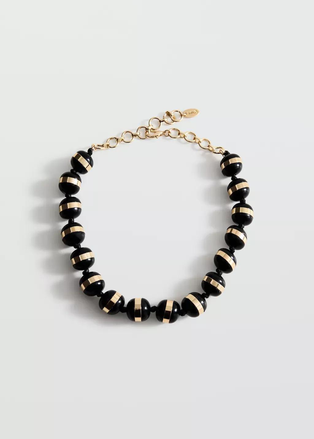 Black Combined Ball Necklace, Black, large image number 11