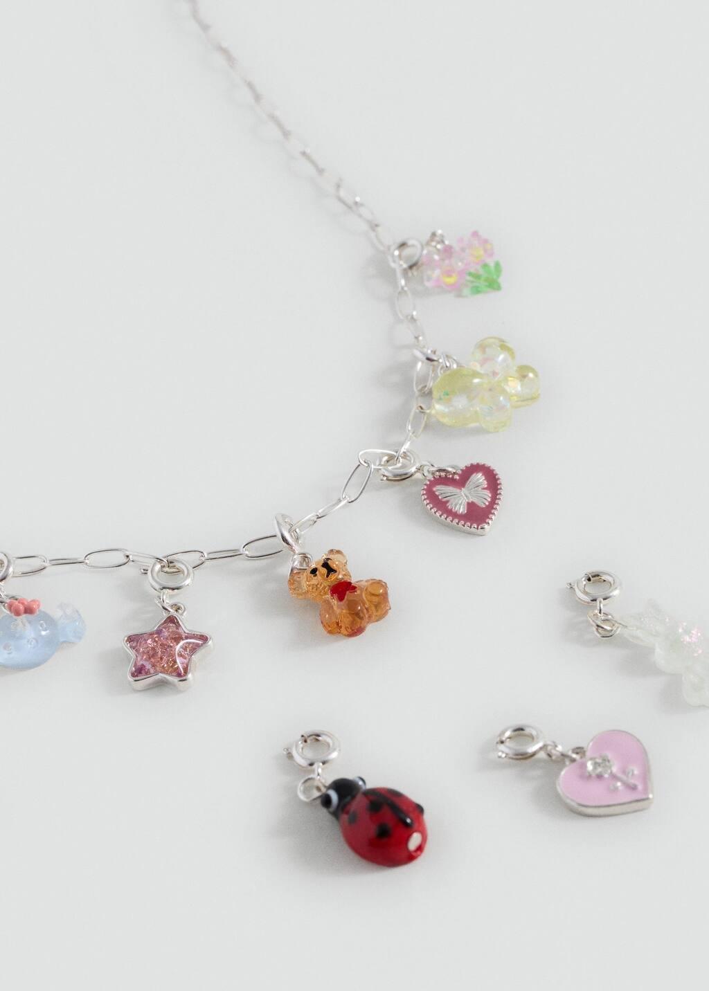 Silver Mixed Bead Necklace, Kids Girl, Silver, large image number 1