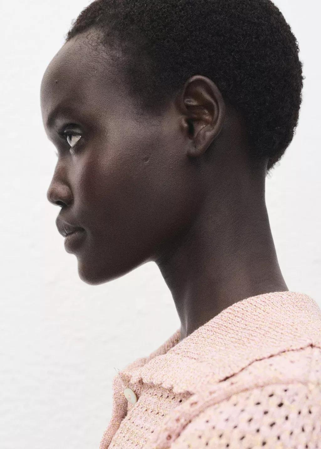 Pink Lt Pastel Short-Sleeved Crochet Sweater, 0201_81, large image number 5