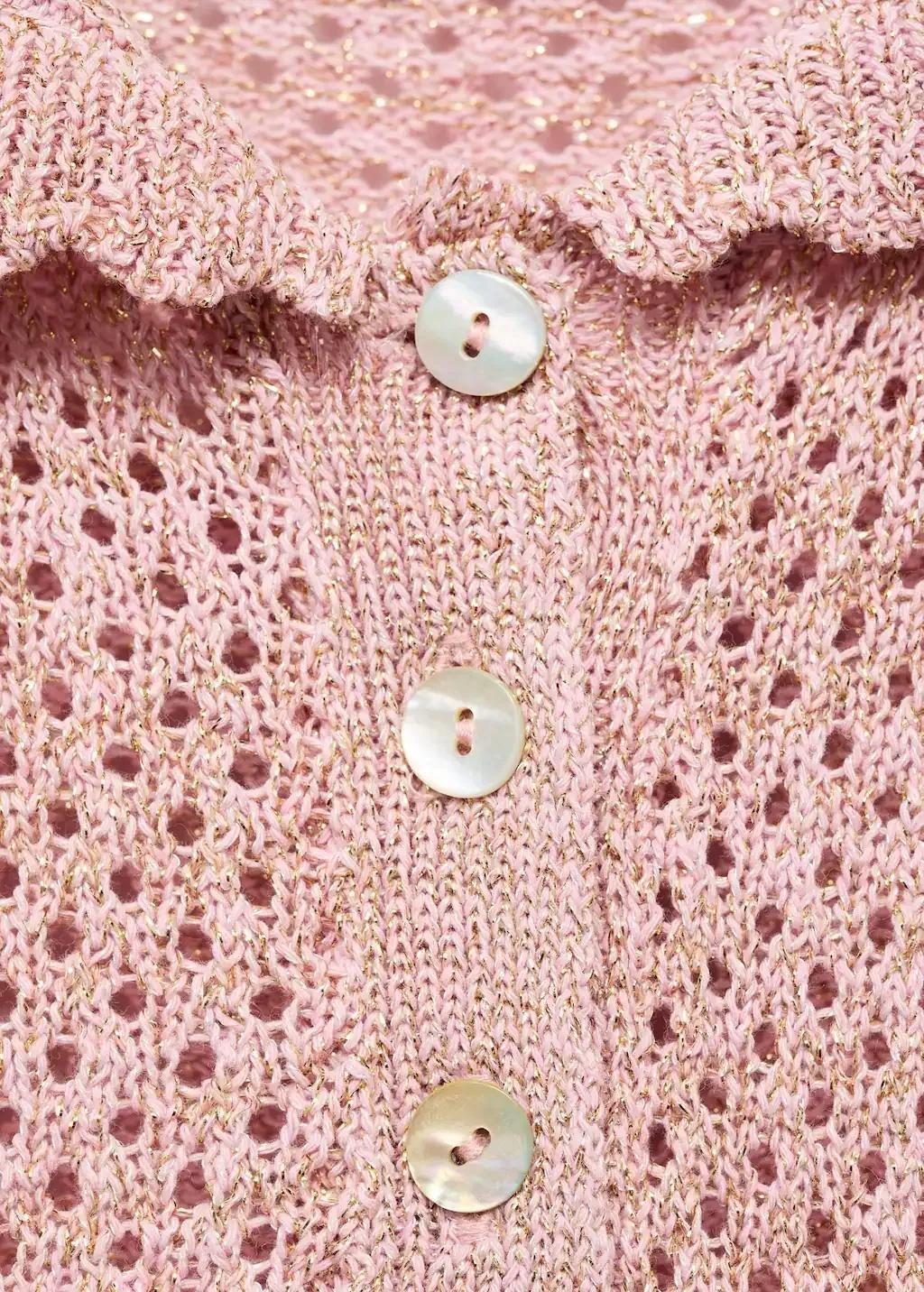Pink Lt Pastel Short-Sleeved Crochet Sweater, 0201_81, large image number 9