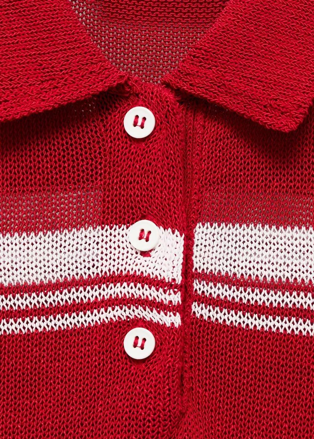 RED Striped polo-neck sweater, Red, medium