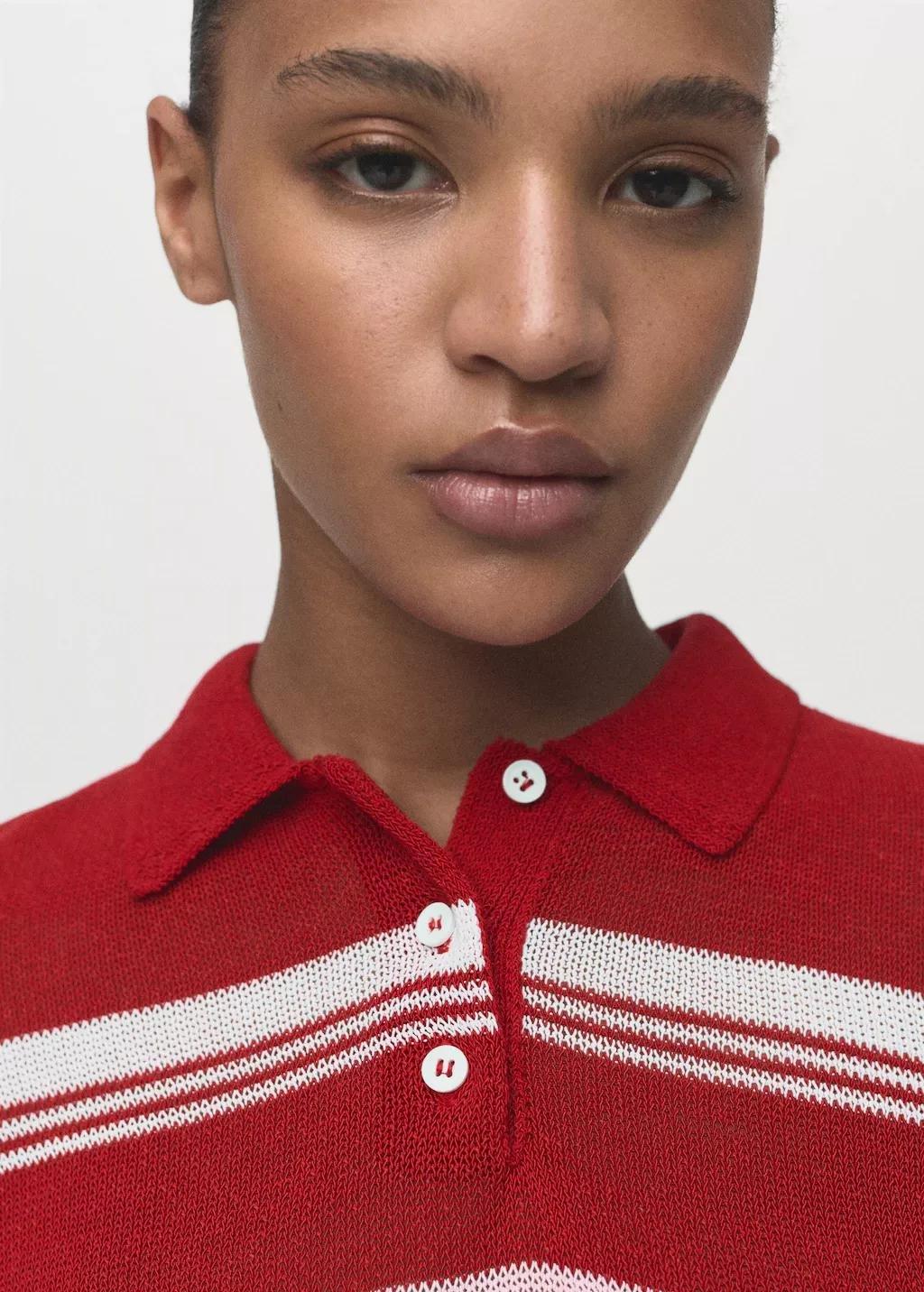 RED Striped polo-neck sweater, , large image number 4