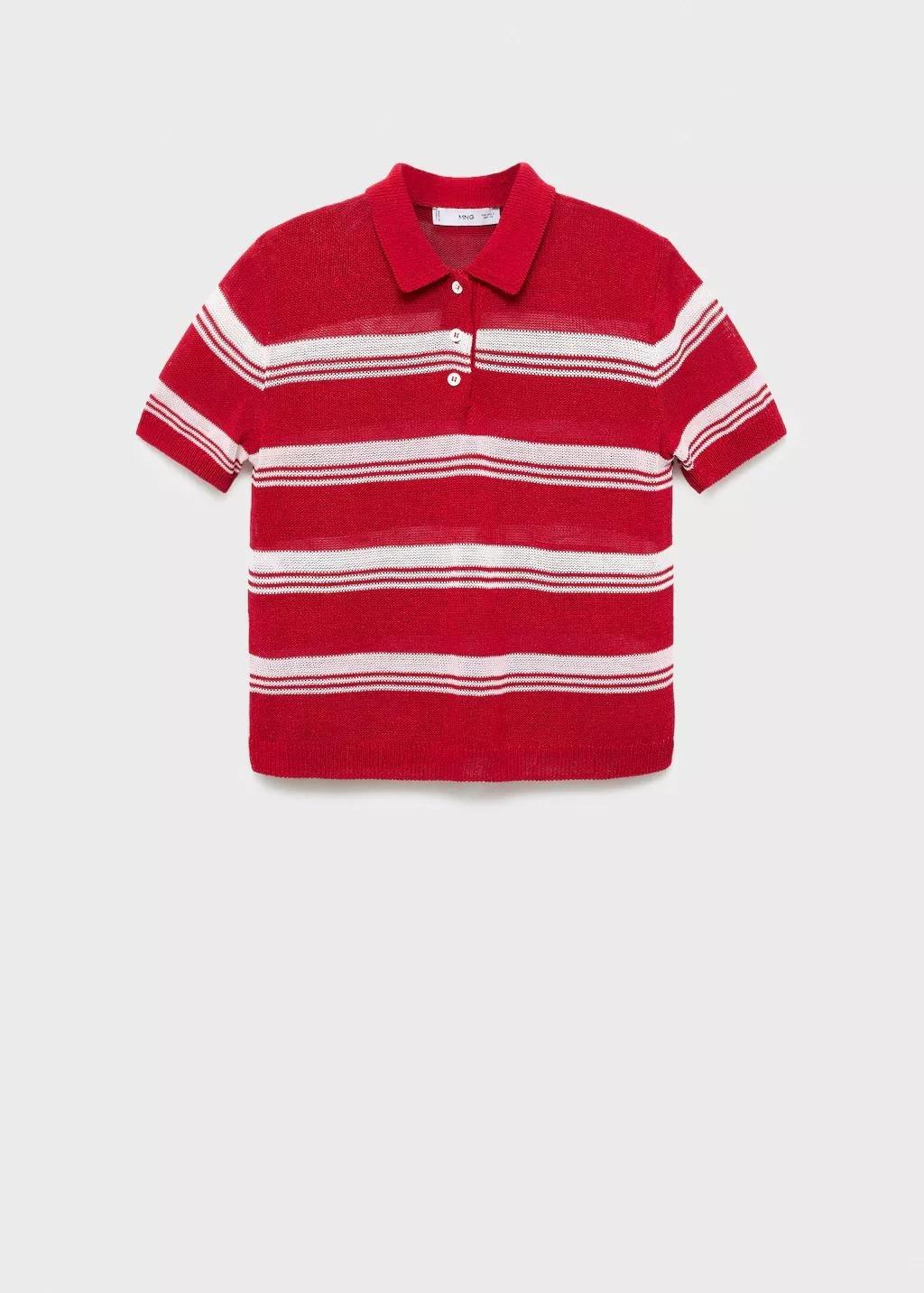 RED Striped polo-neck sweater, , large image number 7