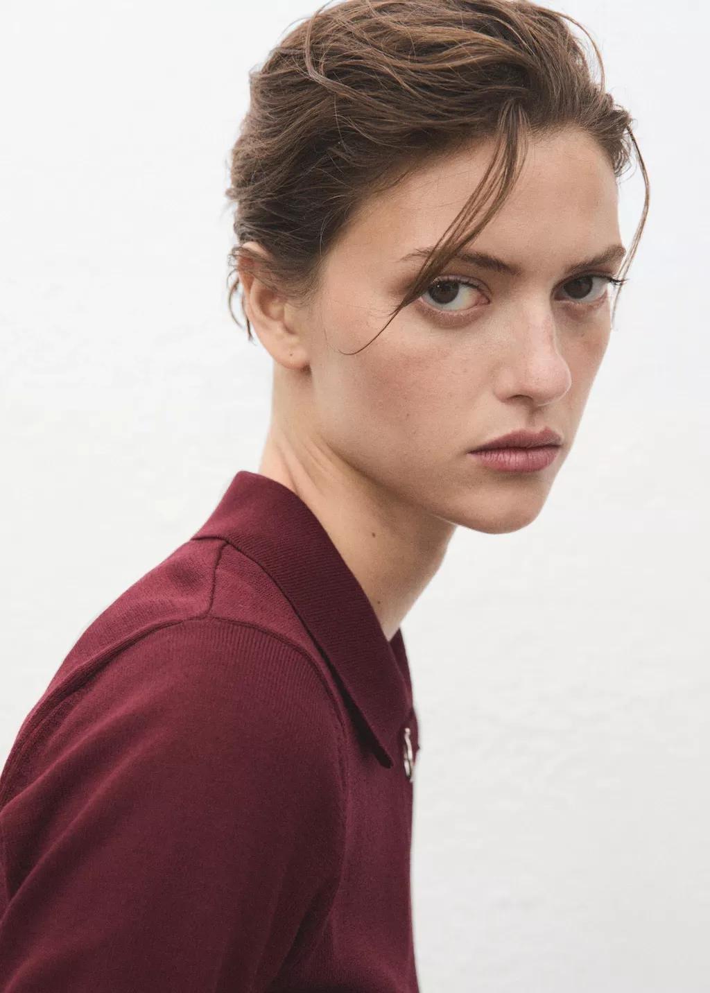 DARK RED Polo-neck sweater with zip, , large image number 4