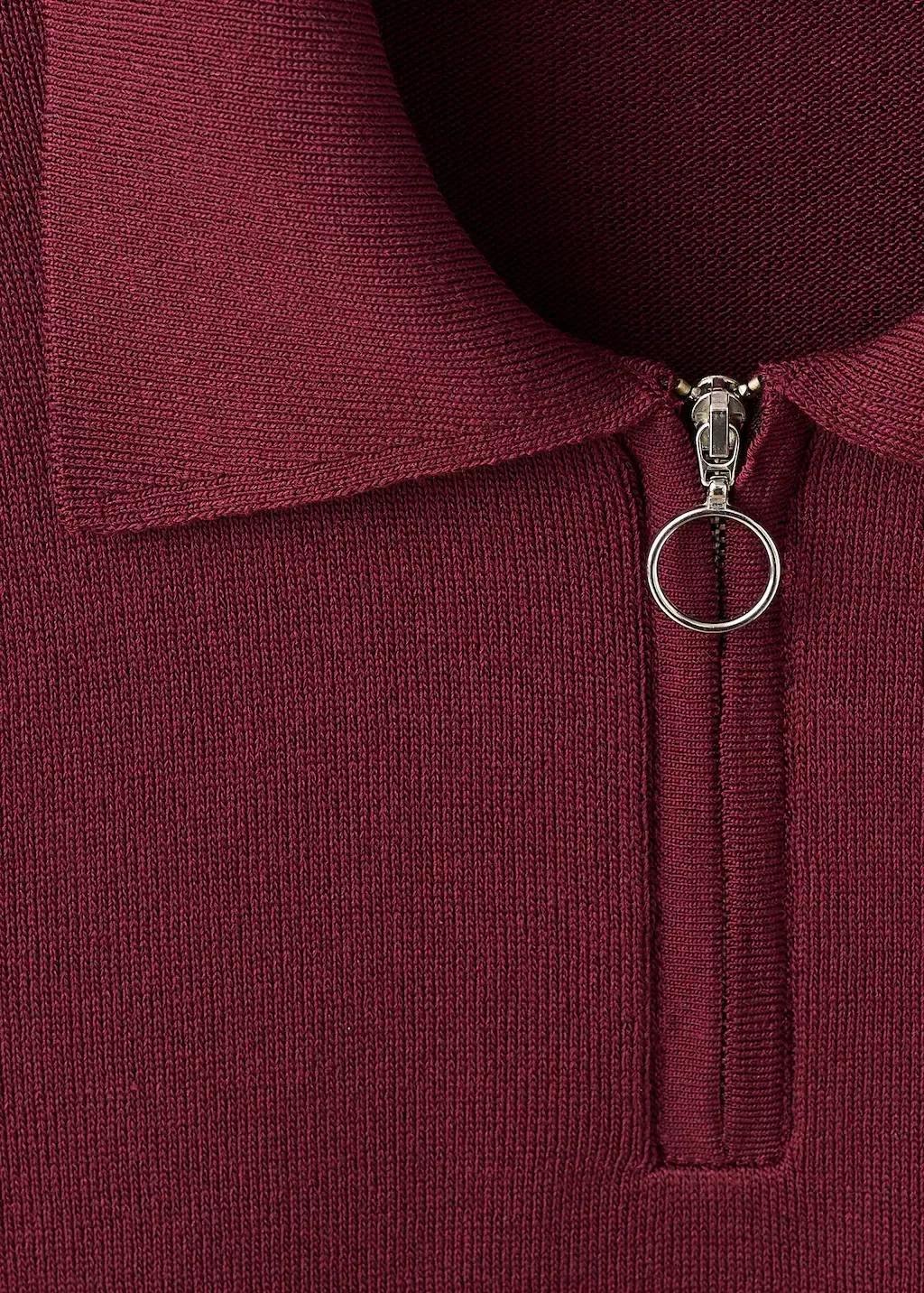 DARK RED Polo-neck sweater with zip, , large image number 5