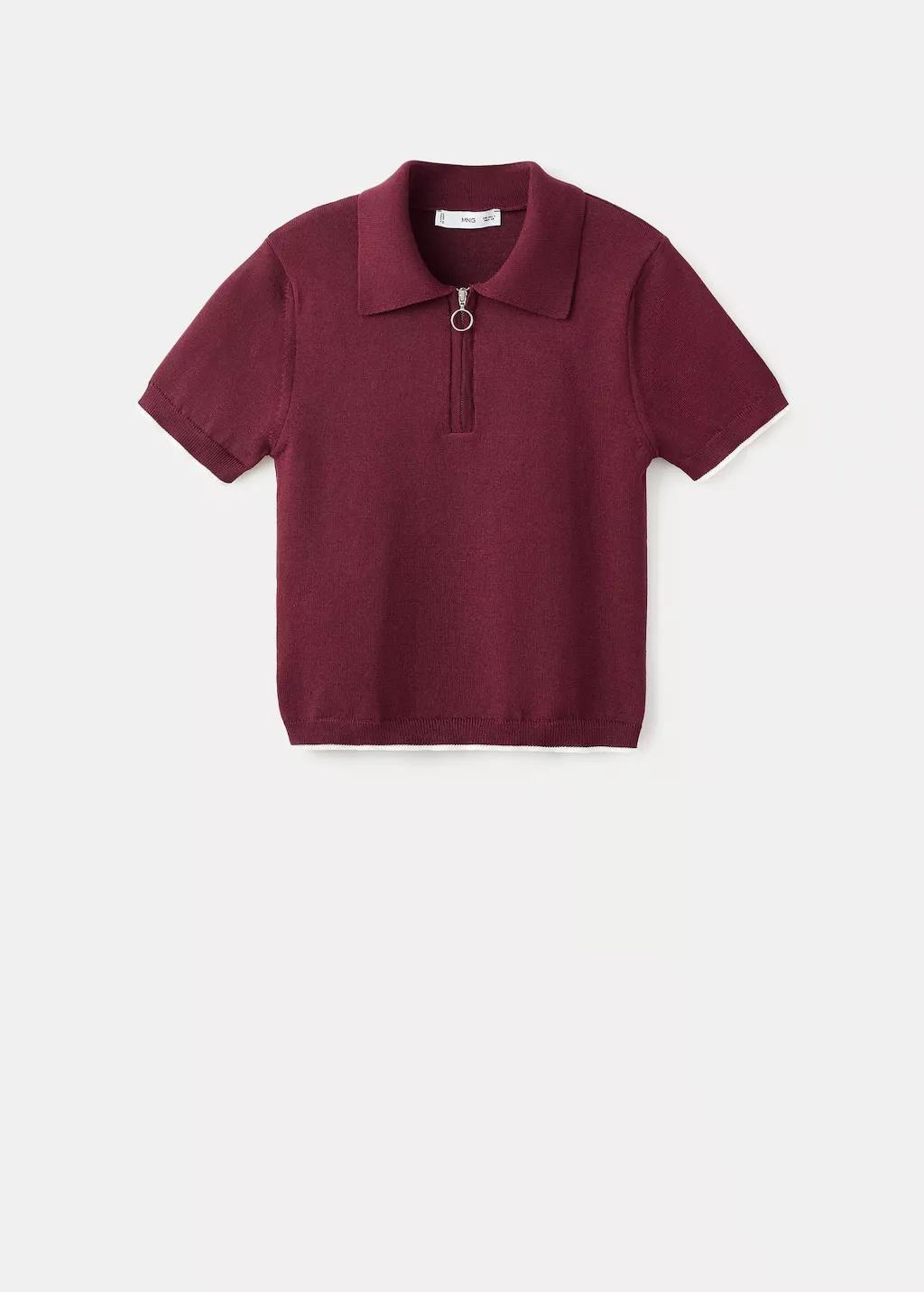 DARK RED Polo-neck sweater with zip, , large image number 7