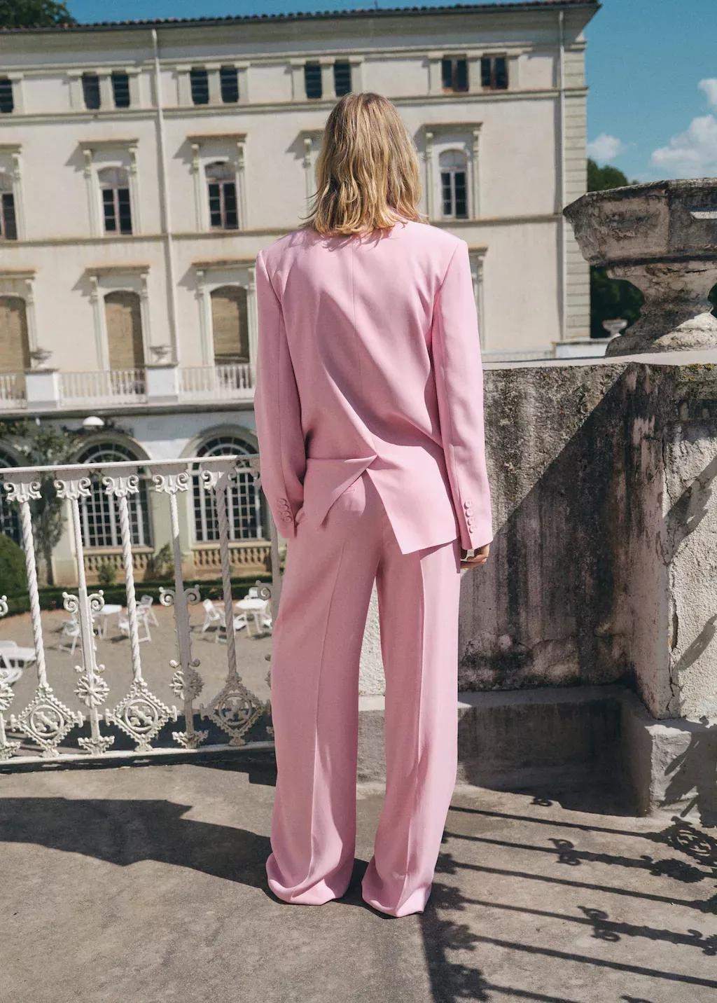 Pink Wide Leg Suit Trousers, , large image number 8