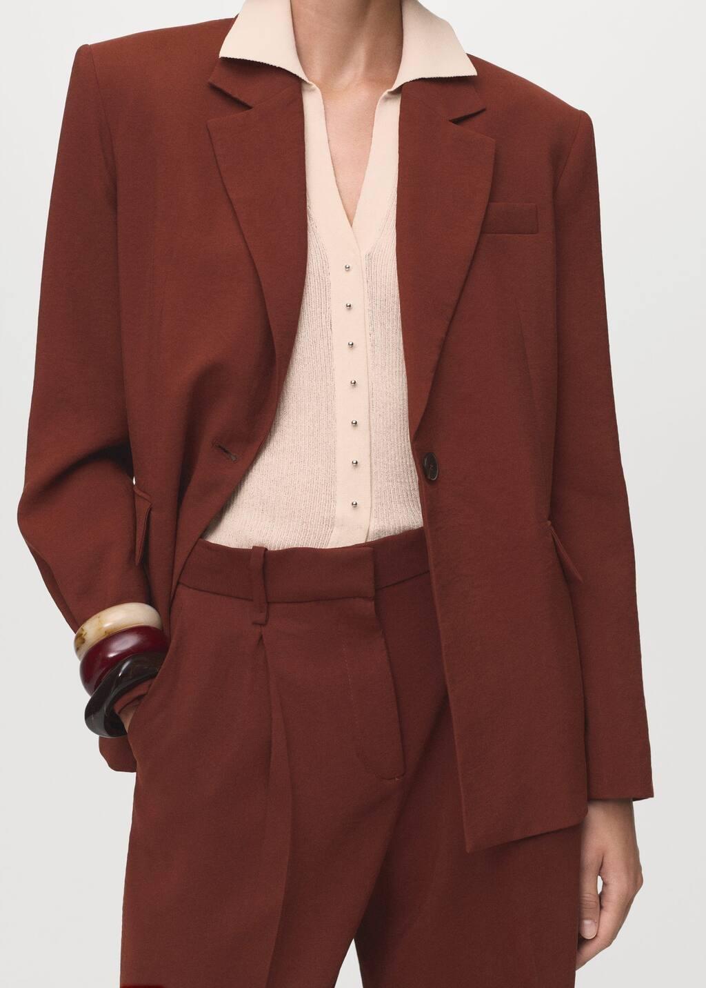 Orange Modal Straight-Fit Trousers, Medium Orange, large image number 2
