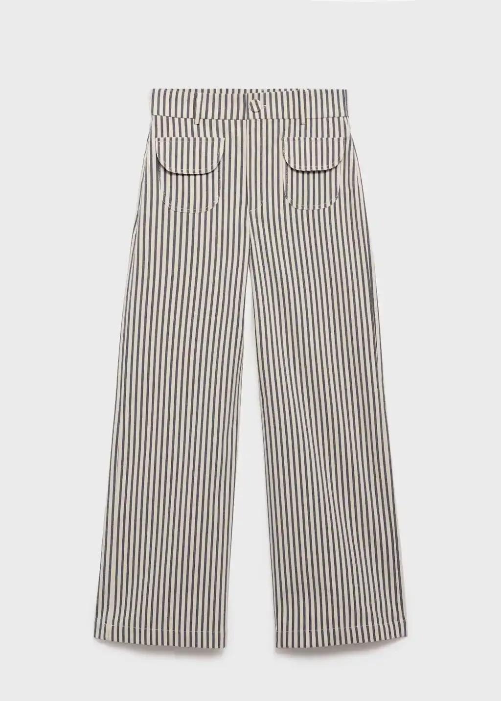 Beige Striped Trousers With Pockets, , large image number 3