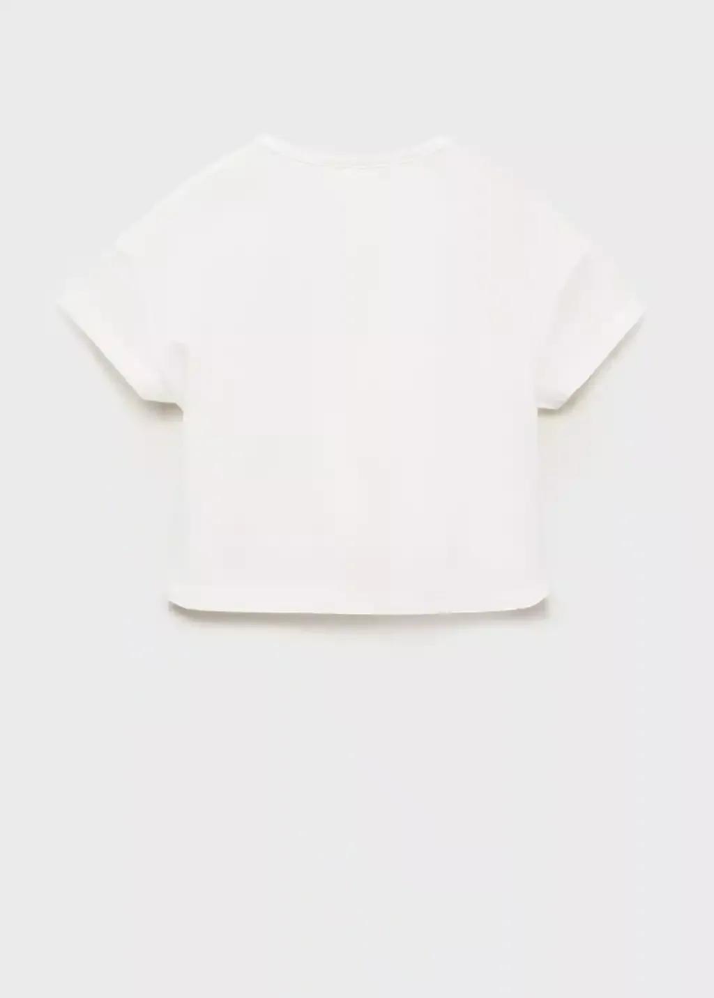 White Knot Cotton T-Shirt, Kids Girls, Natural White, medium