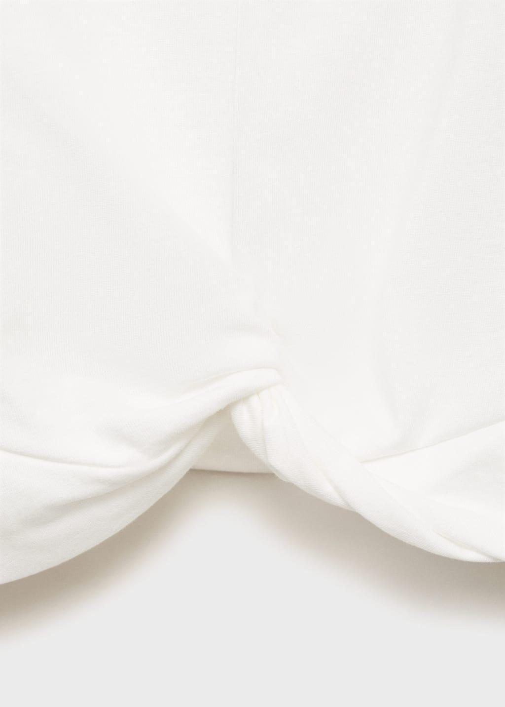 White Knot Cotton T-Shirt, Kids Girls, Natural White, medium