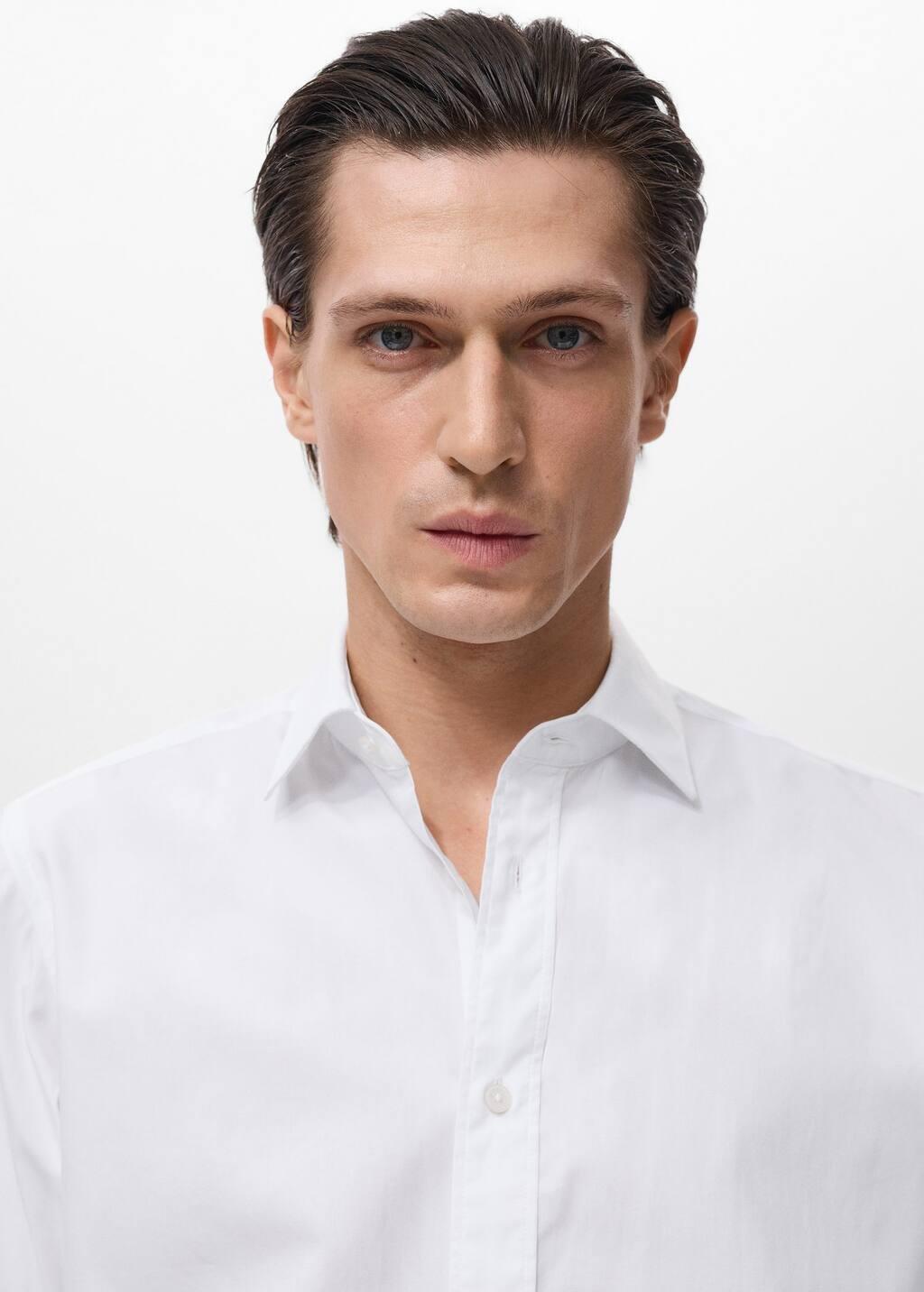 White Regular-Fit Cotton Shirt, White, medium