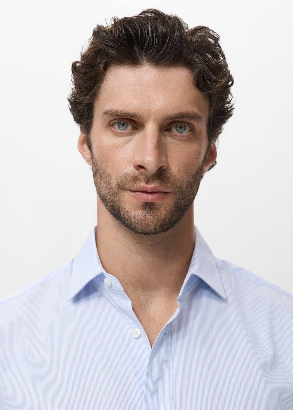 White Regular Fit Striped Cotton Shirt, White, large image number 2