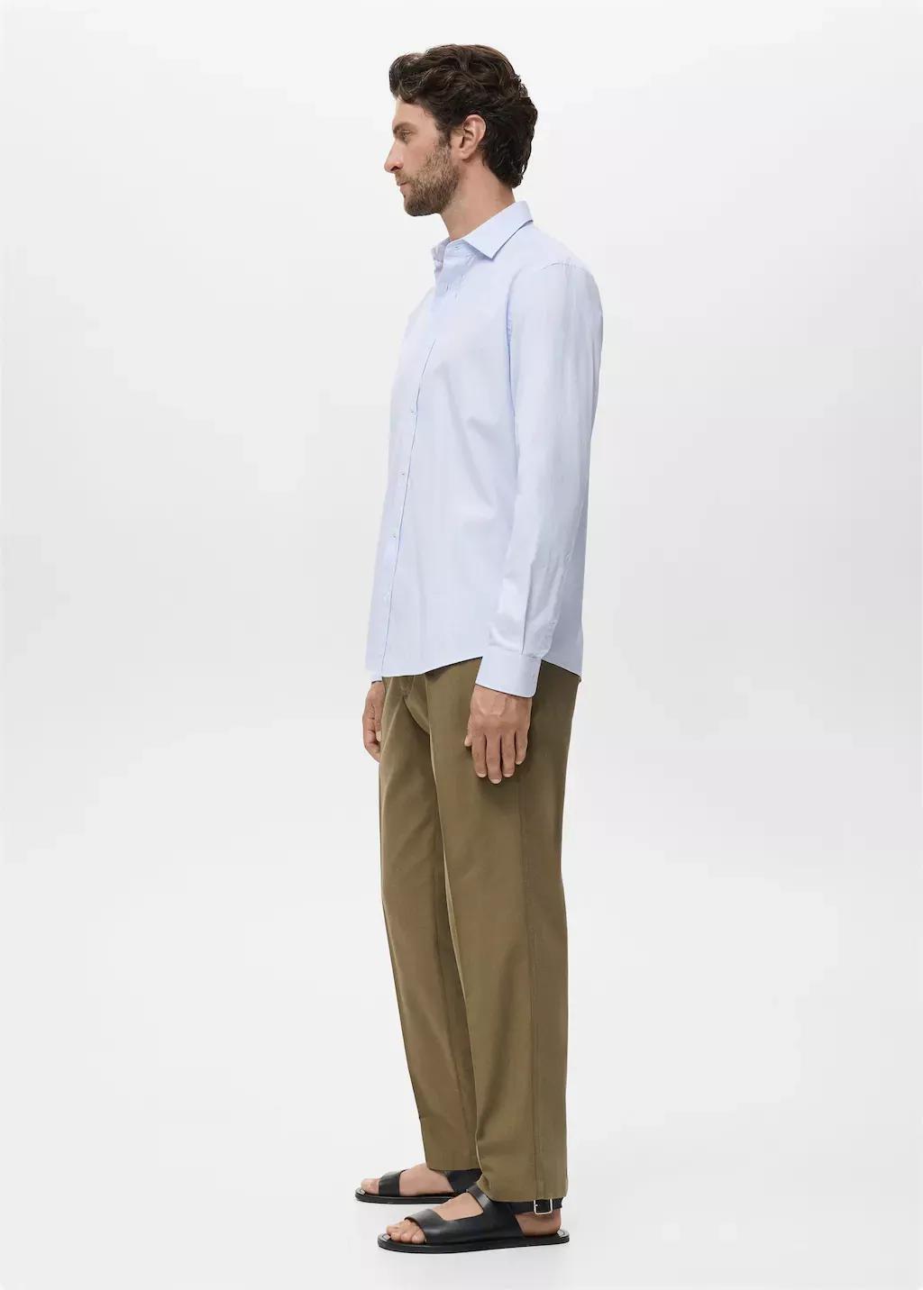 White Regular Fit Striped Cotton Shirt, White, large image number 3