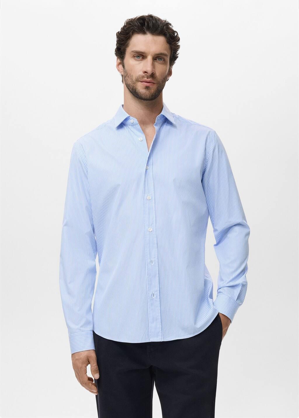 LT-PASTEL BLUE Regular fit striped cotton shirt, Light-Pastel Blue, large image number 0