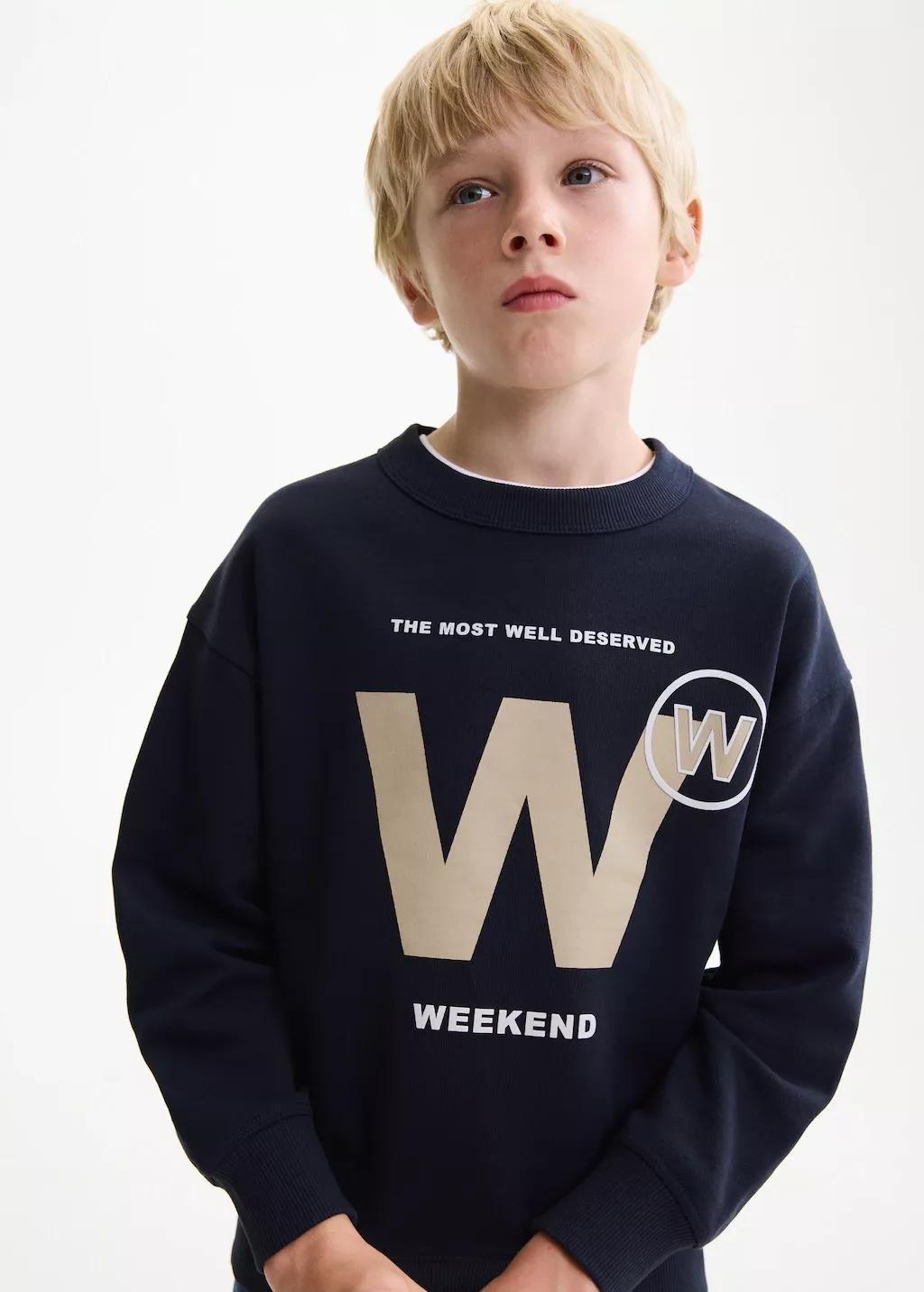 Navy Printed Cotton Sweatshirt, Kids Boy, , large image number 3