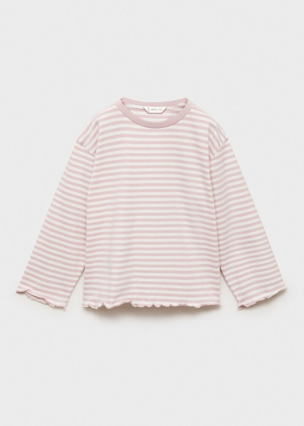 Blue Striped Cotton T-Shirt, Baby Girls, , large image number 4
